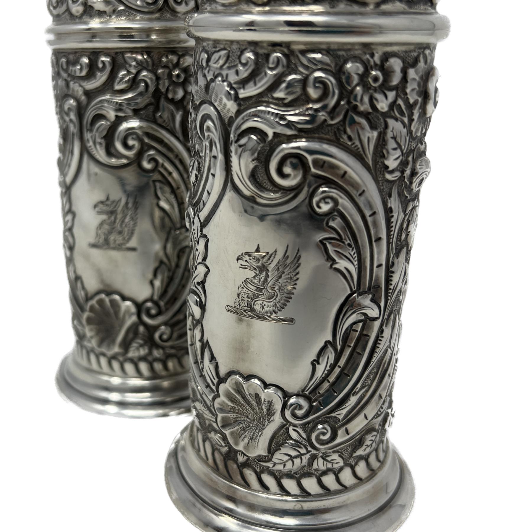 antique pewter salt and pepper shakers