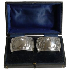 Pair of Antique English Sterling Silver Napkin Rings, 1898