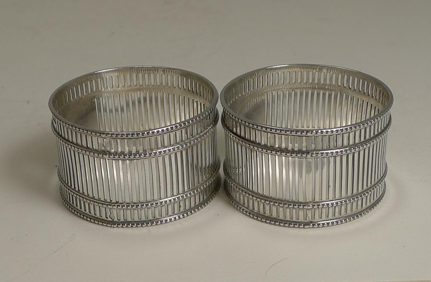 Pair Antique English Sterling Silver Napkin Rings - 1902 5