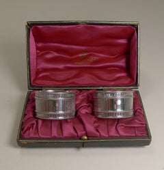 Pair Antique English Sterling Silver Napkin Rings - 1902