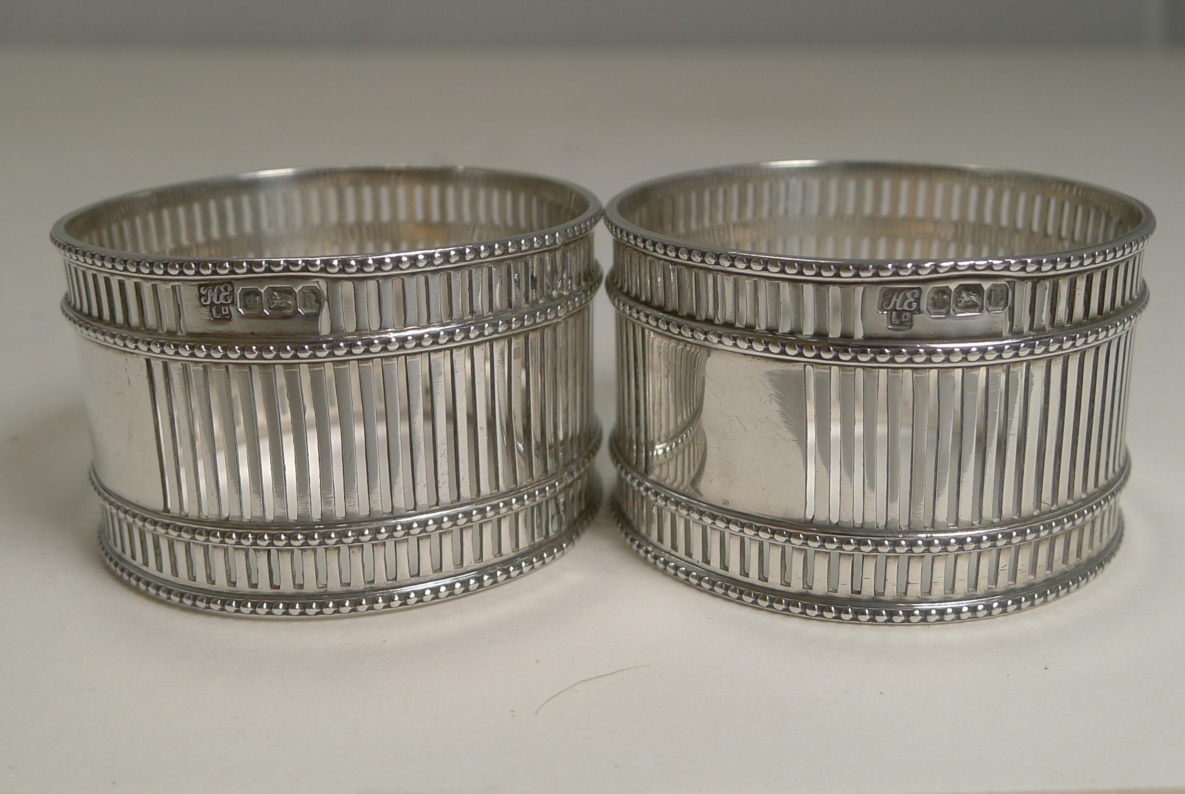 Pair Antique English Sterling Silver Napkin Rings - 1902 3