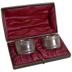 Pair Antique English Sterling Silver Napkin Rings - 1902