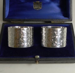 Pair of Antique English Sterling Silver Napkin Rings by Henry Bourne