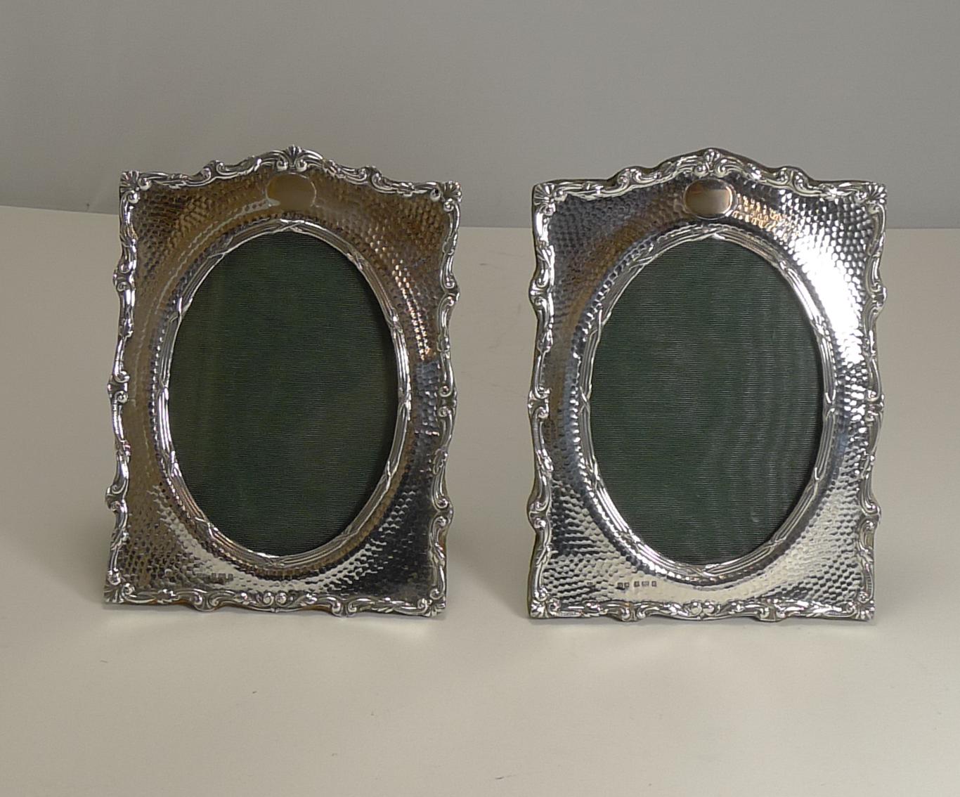 Edwardian Pair of Antique English Sterling Silver Photograph Frames by Henry Matthews