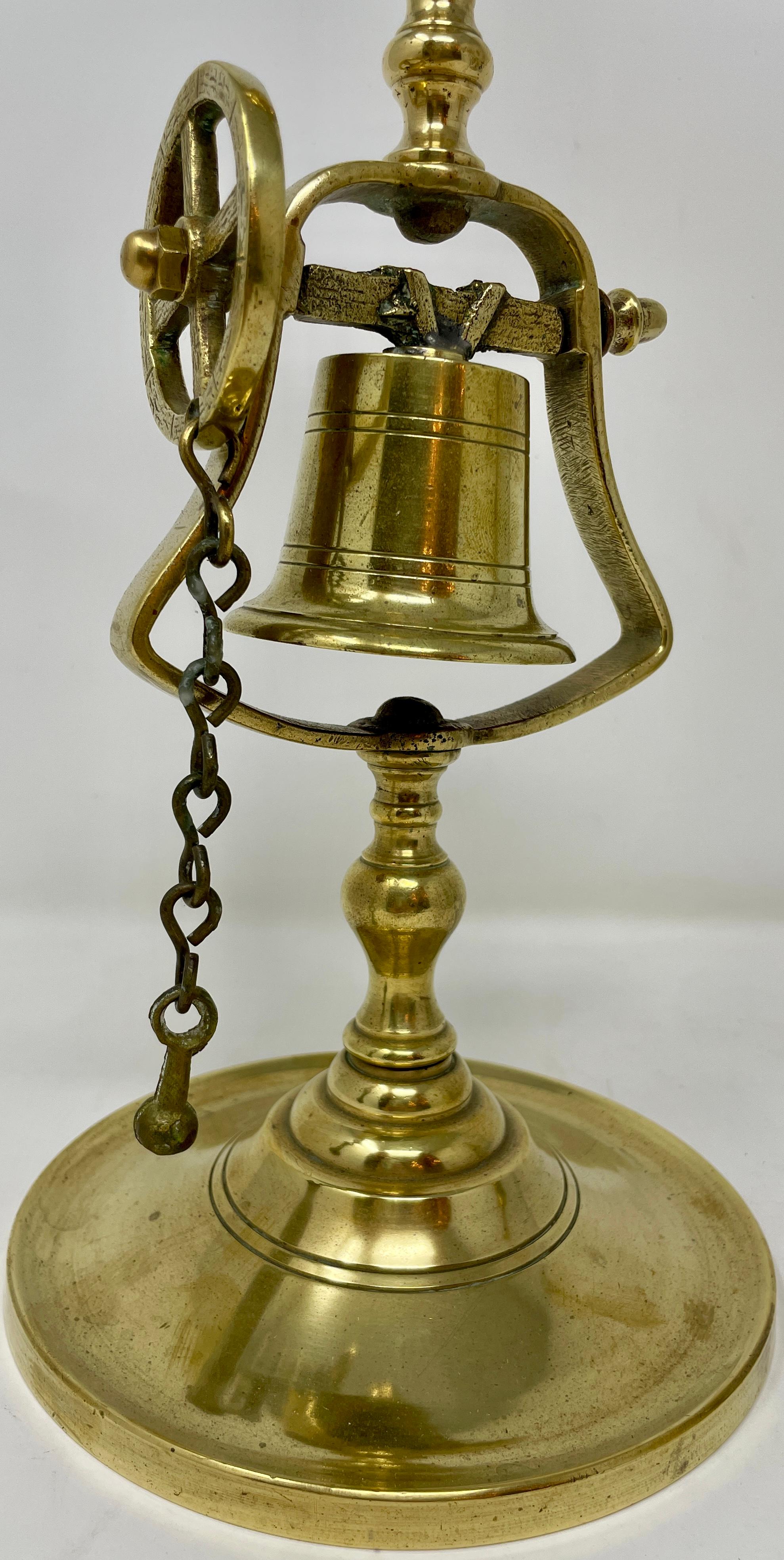 Pair Antique English Victorian Brass Pub Candlesticks with Service Bells Ca 1890 1