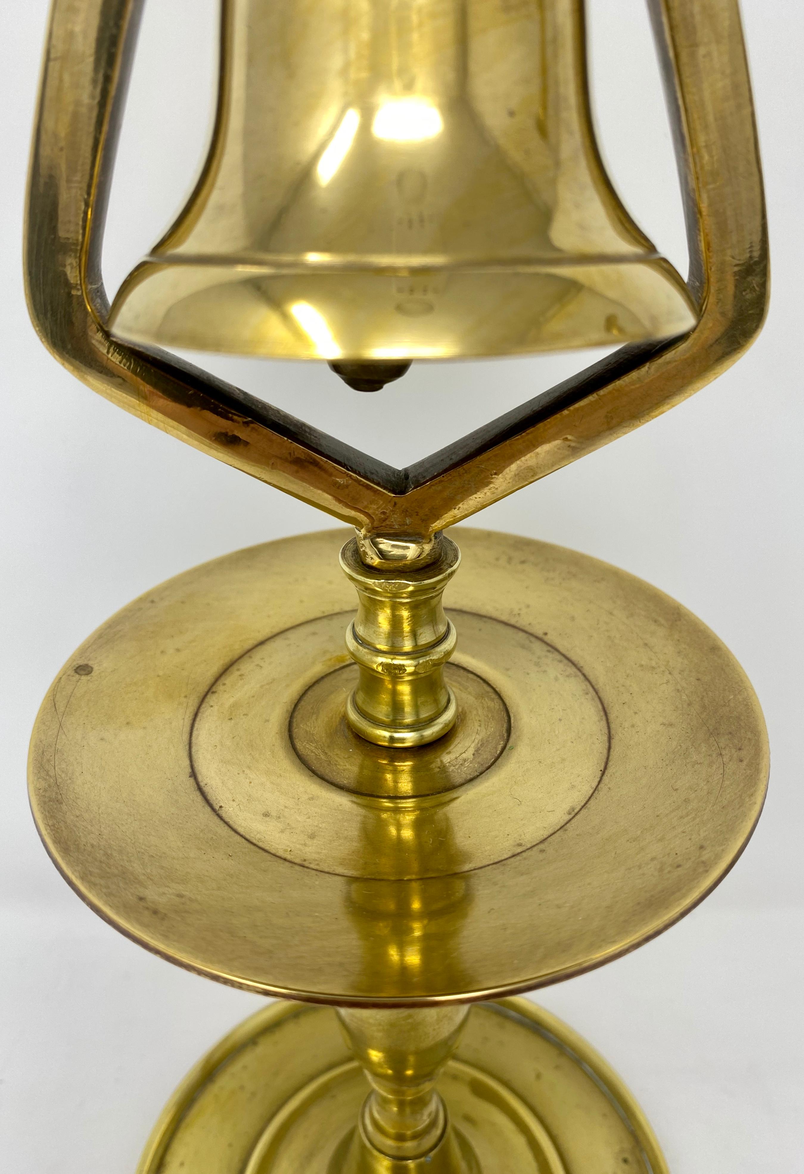 19th Century Pair of English Victorian Brass Tavern Candlesticks with Service Bells, 1890