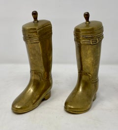 Pair Antique English "Victorian Era" Brass Boot Bookends, Circa 1890's