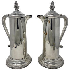 Pair of Antique English Victorian Silver Plated Tankards, circa 1870-1890