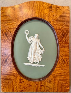 Pair Antique English Wedgwood Porcelain Plaques, "The Dancing Hours."