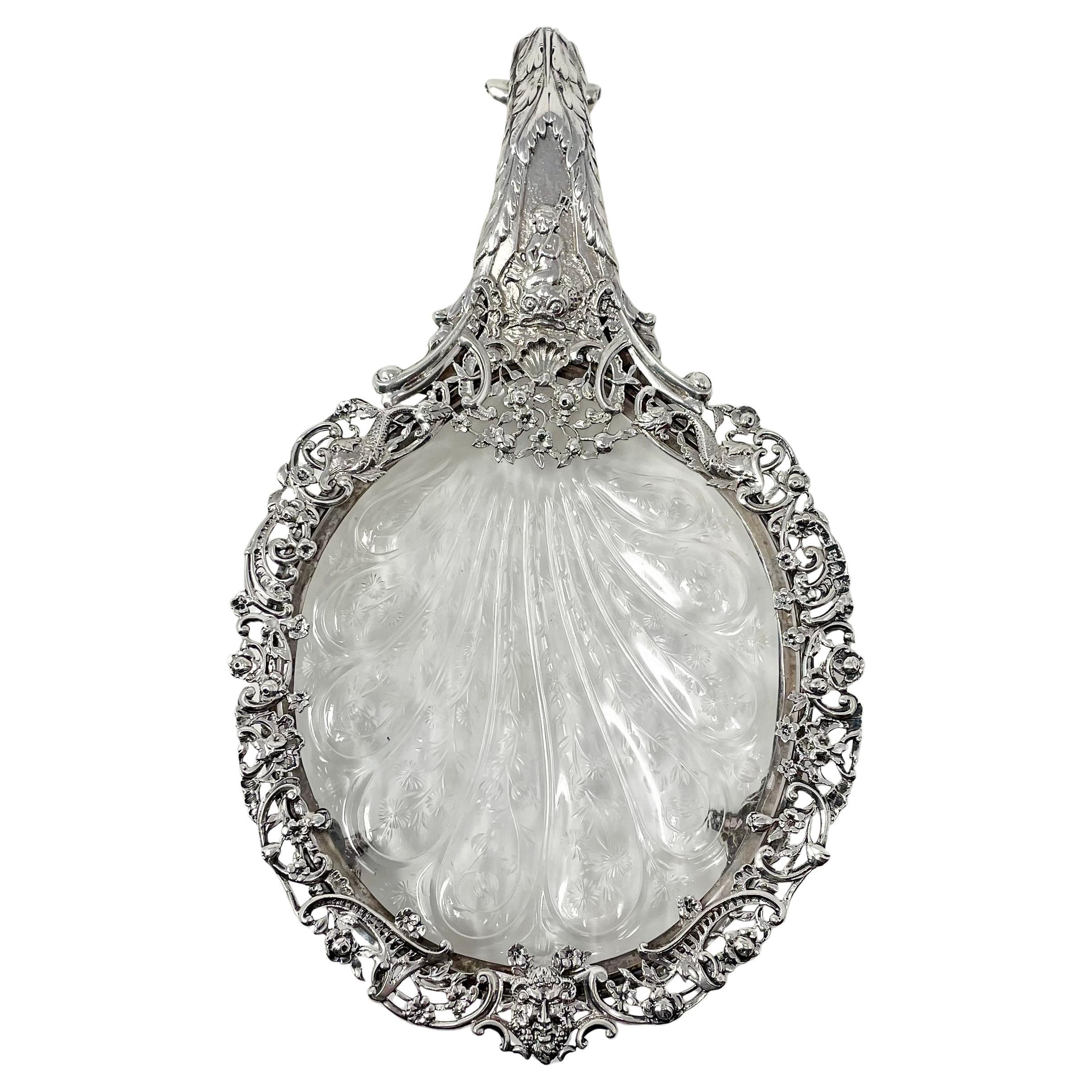 Pair antique English cut crystal and sterling silver 