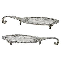 Paar antike englische Candy Dishes aus geschliffenem Kristall und Sterlingsilber „William Comyns“