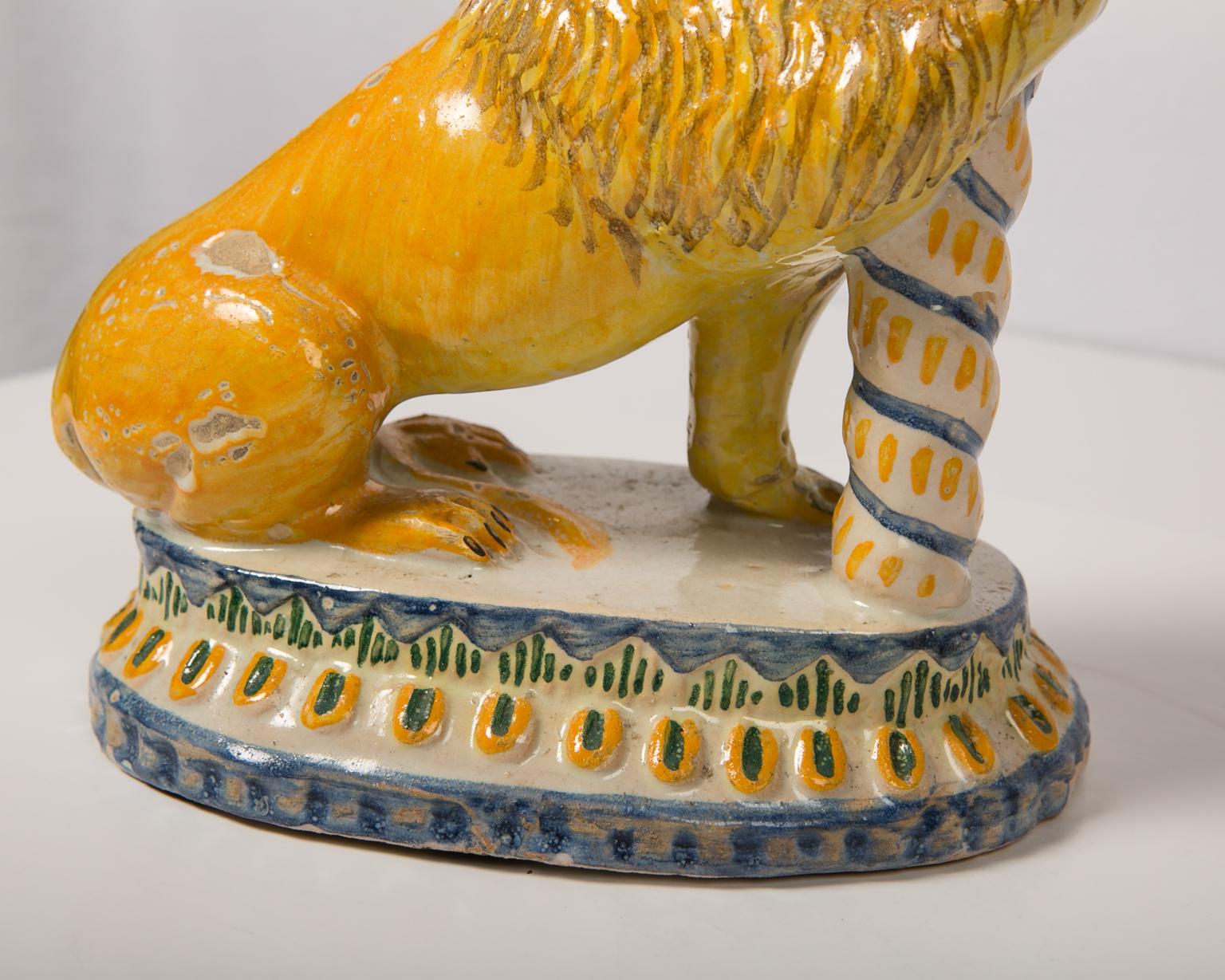 Pair of Antique Faience Lions Mid-19th Century 7