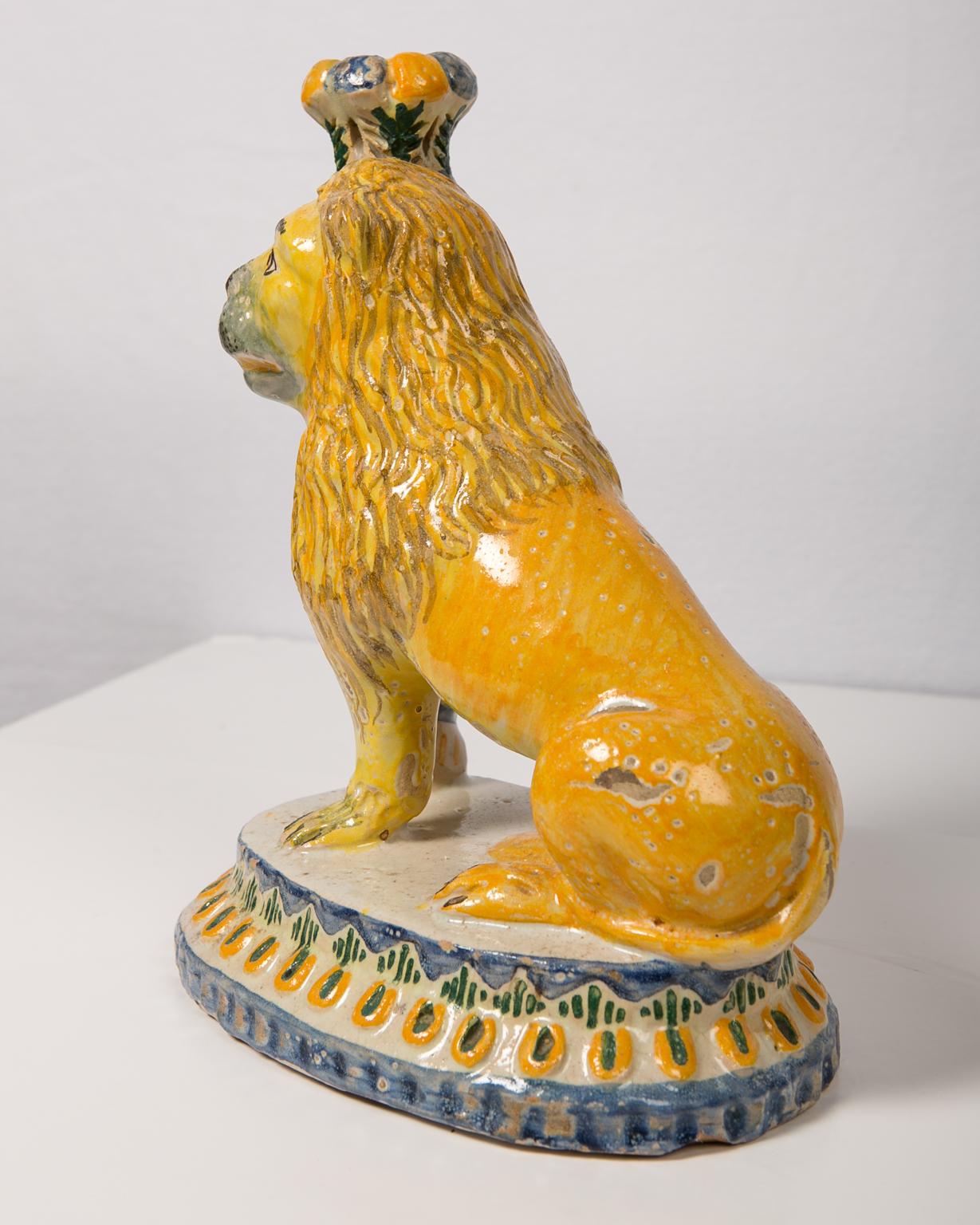 Pair of Antique Faience Lions Mid-19th Century 10