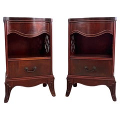 Pair Antique Federal Carved Mahogany Night Stands, 1920s