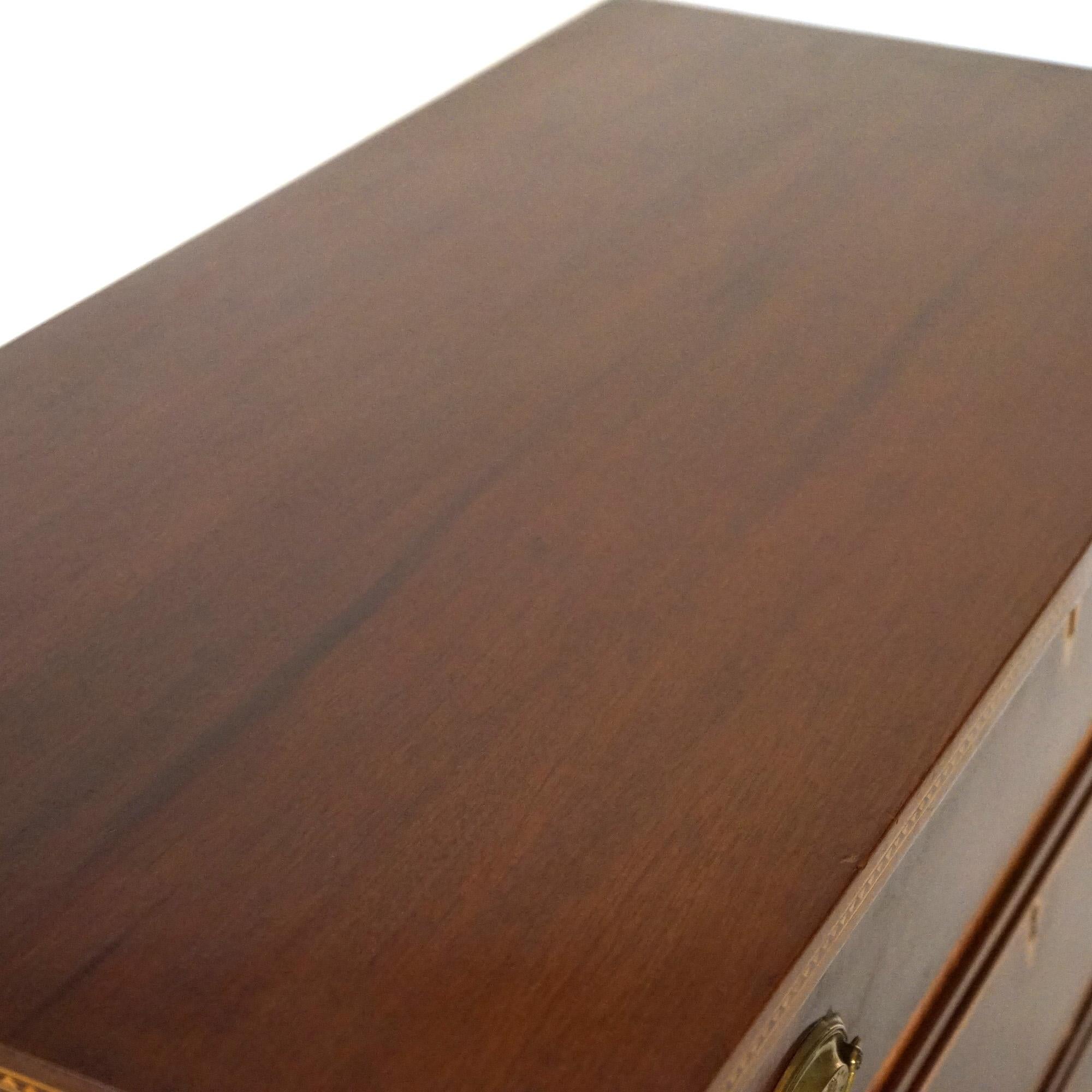American Pair Antique Federal Flame Mahogany & Satinwood Banded & Inlaid Chests C1830