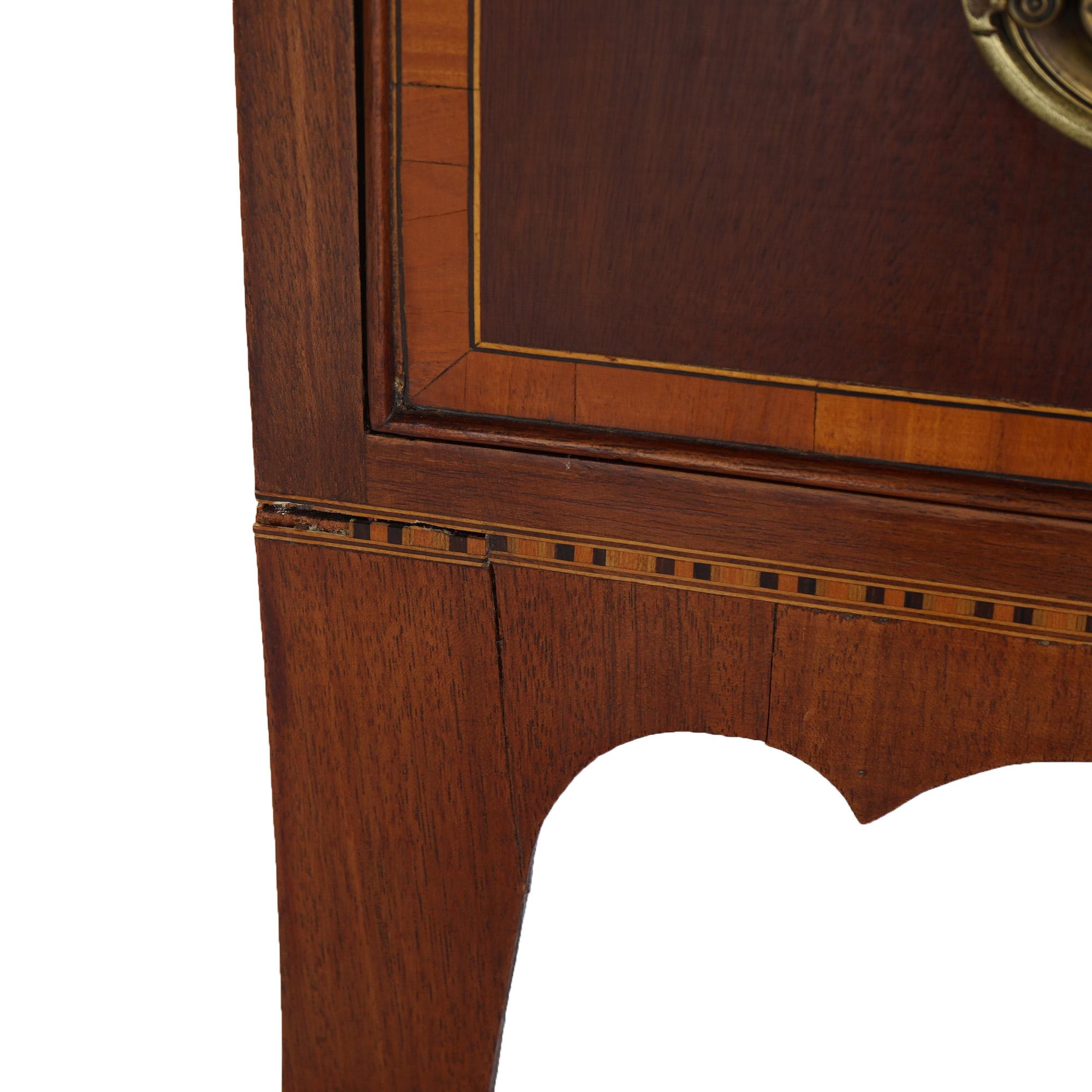 Pair Antique Federal Flame Mahogany & Satinwood Banded & Inlaid Chests C1830 3