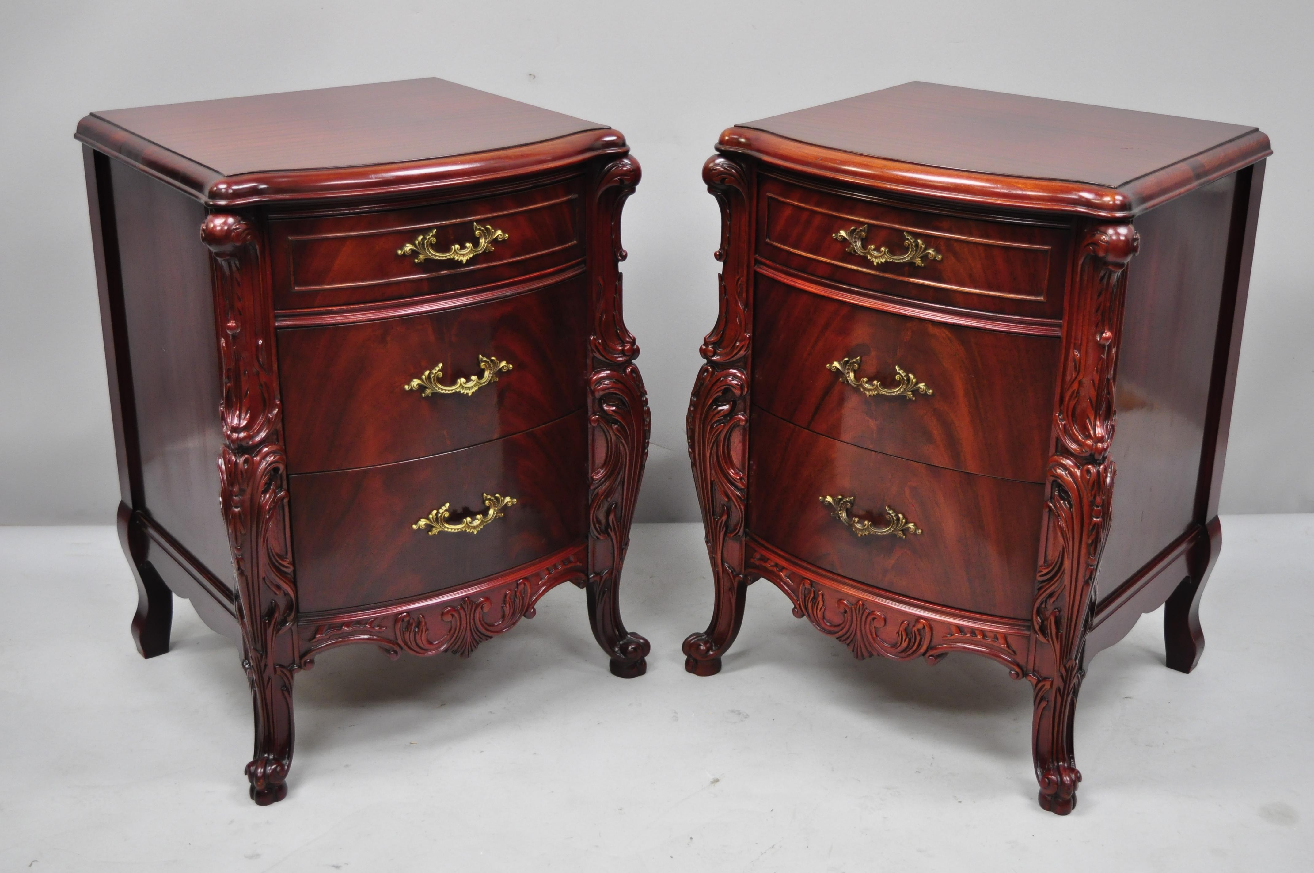 Pair of Antique Flamed Mahogany French 