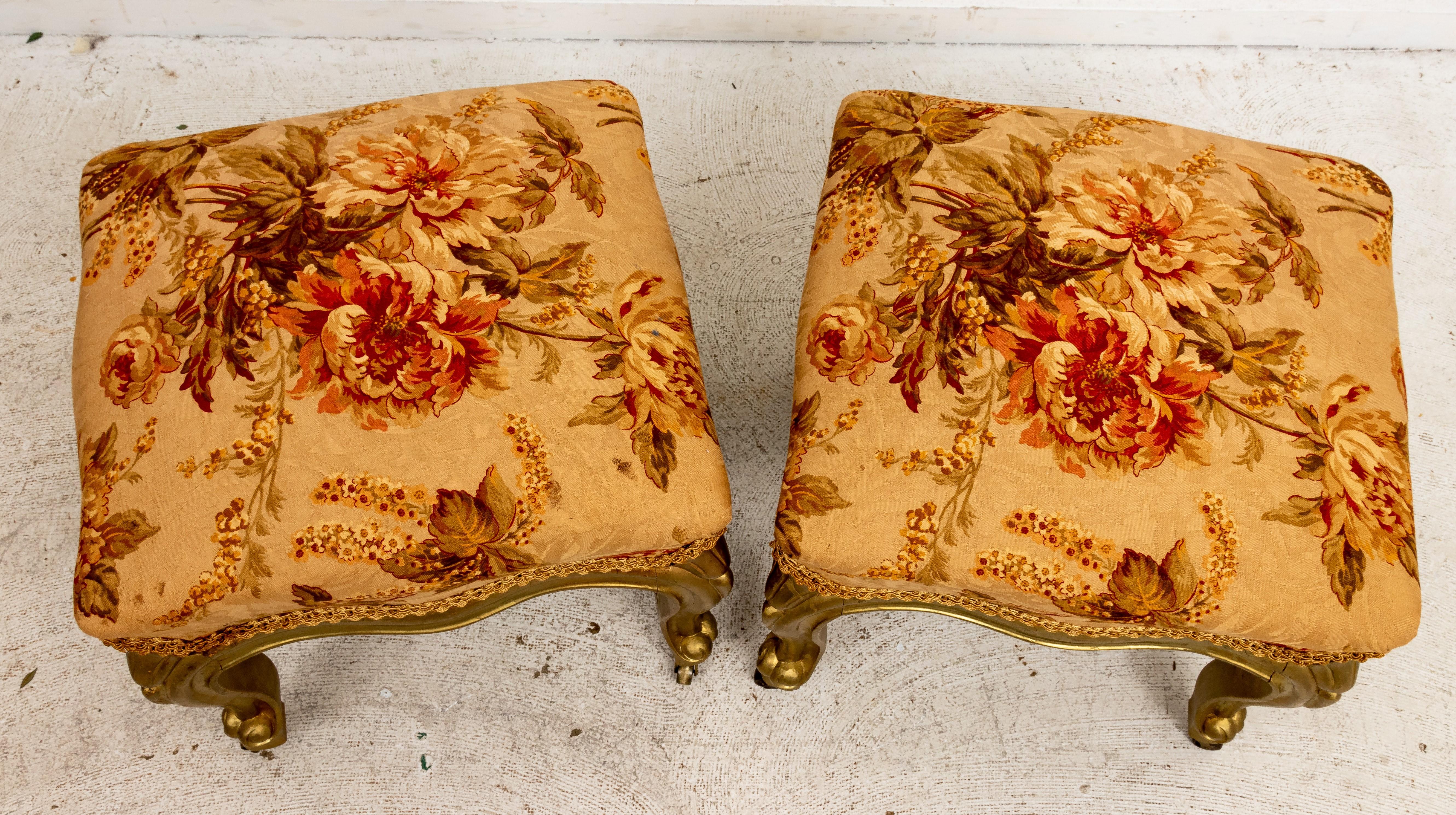 Cold-Painted Pair Antique Footstools or Benches For Sale