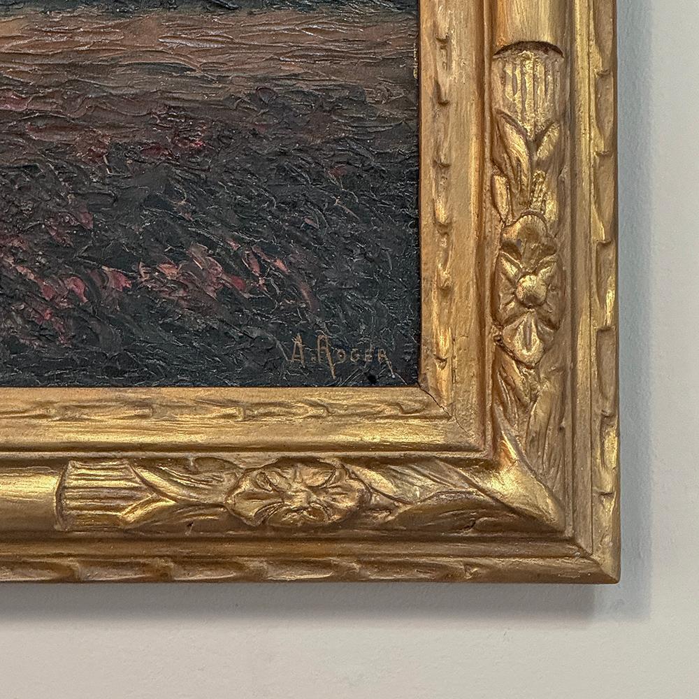Pair Antique Framed Oil Paintings on Board by A. Roger 8