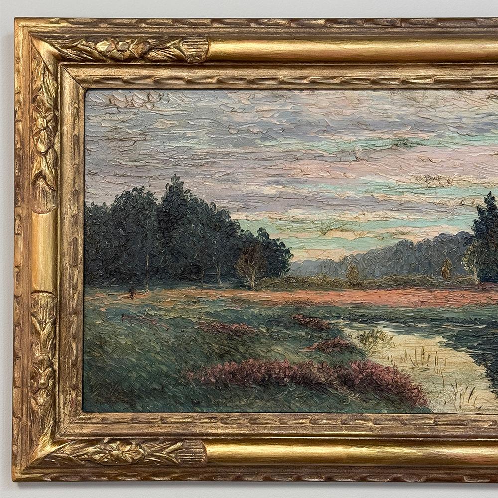 Pair Antique Framed Oil Paintings on Board by A. Roger In Good Condition In Dallas, TX