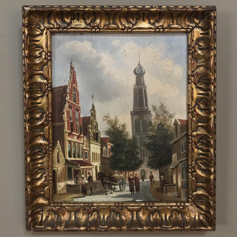 Pair of Antique Framed Oil Paintings on Board For Sale at 1stdibs