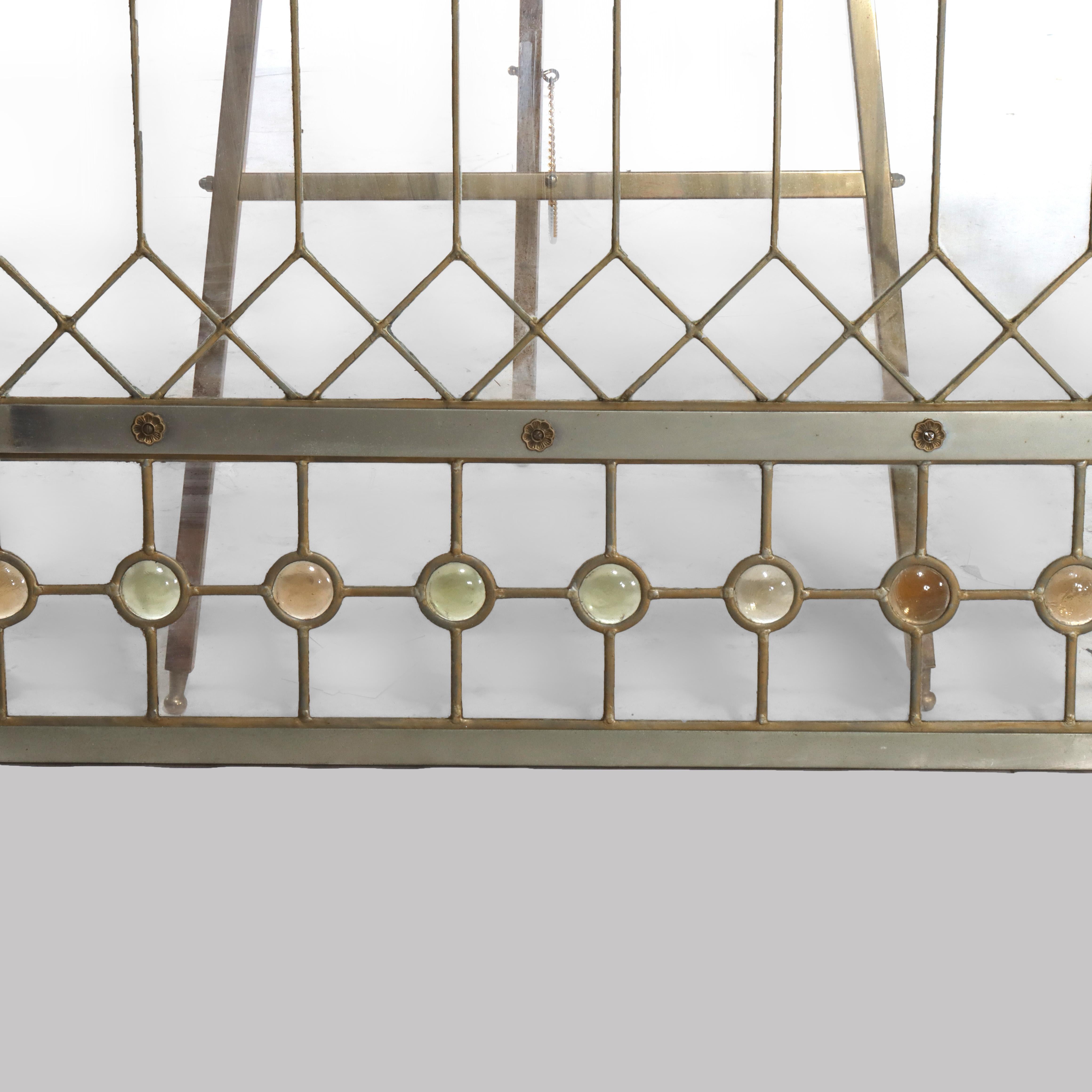 Pair Antique Frank Lloyd Wright School Arts & Crafts Leaded Glass Windows c1920 For Sale 6