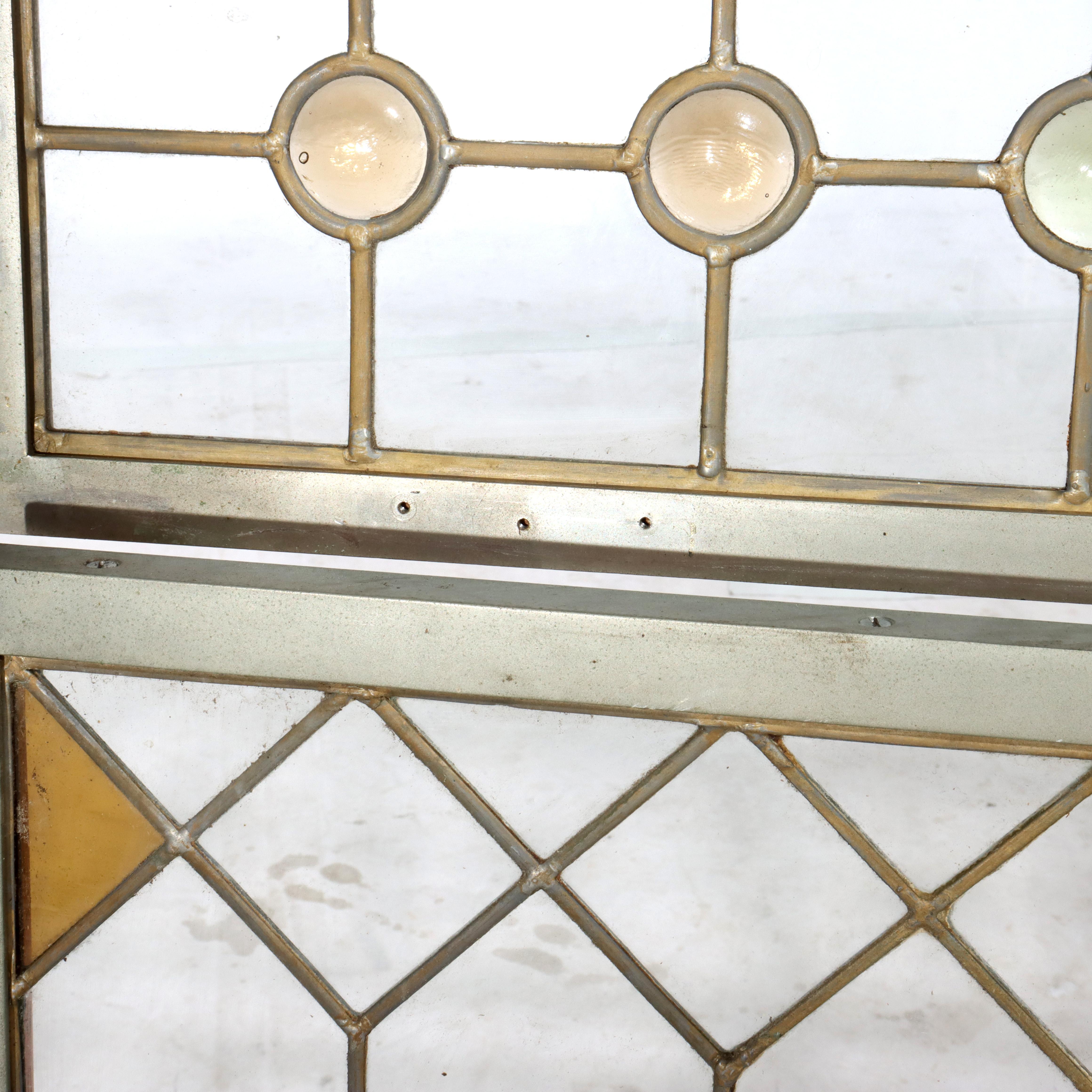 Pair Antique Frank Lloyd Wright School Arts & Crafts Leaded Glass Windows c1920 For Sale 8