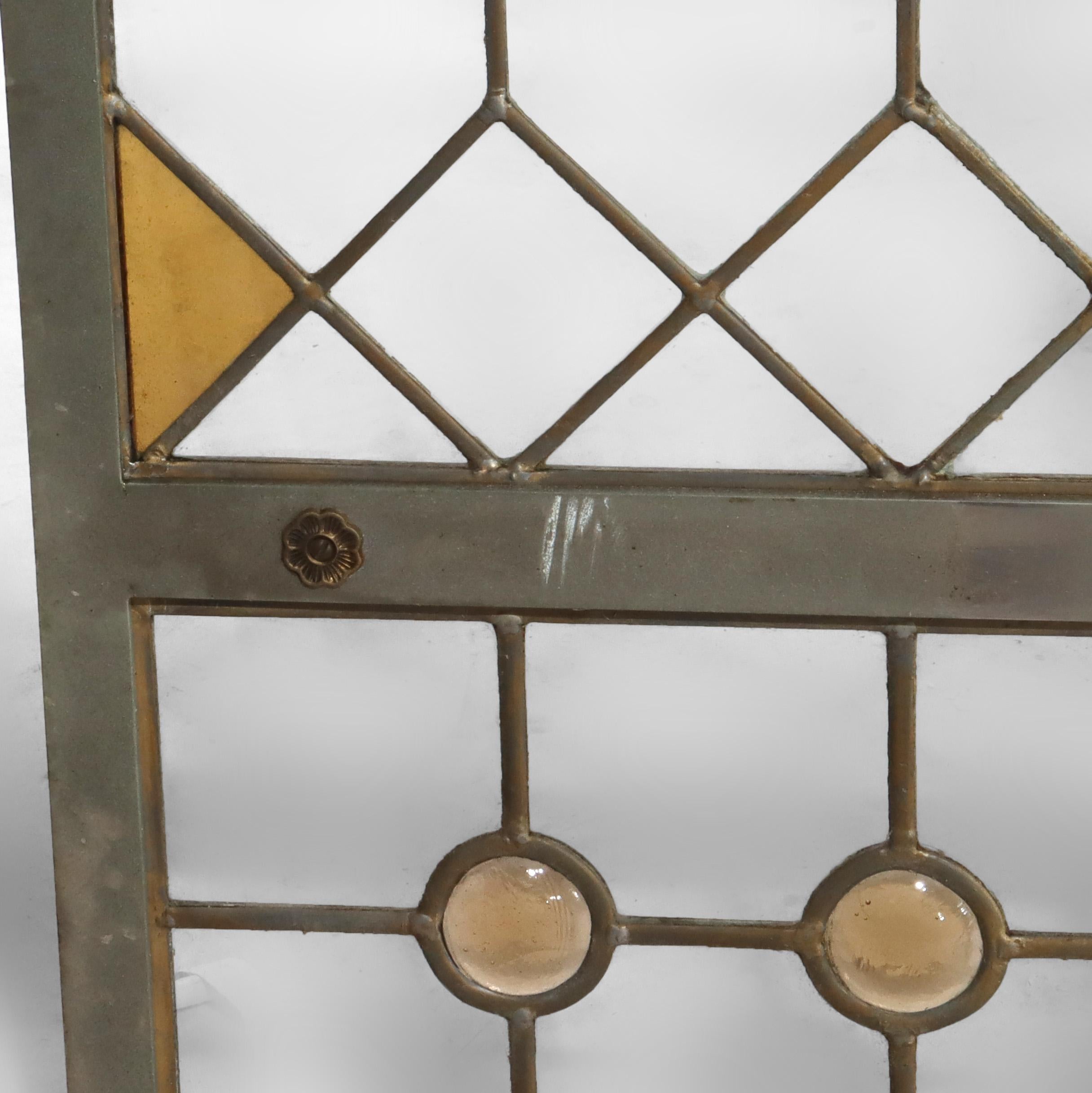 Pair Antique Frank Lloyd Wright School Arts & Crafts Leaded Glass Windows c1920 For Sale 5