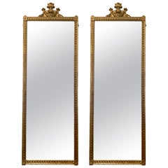 Pair of Antique French 19th Century Gold Pier Mirrors, circa 1875-1890