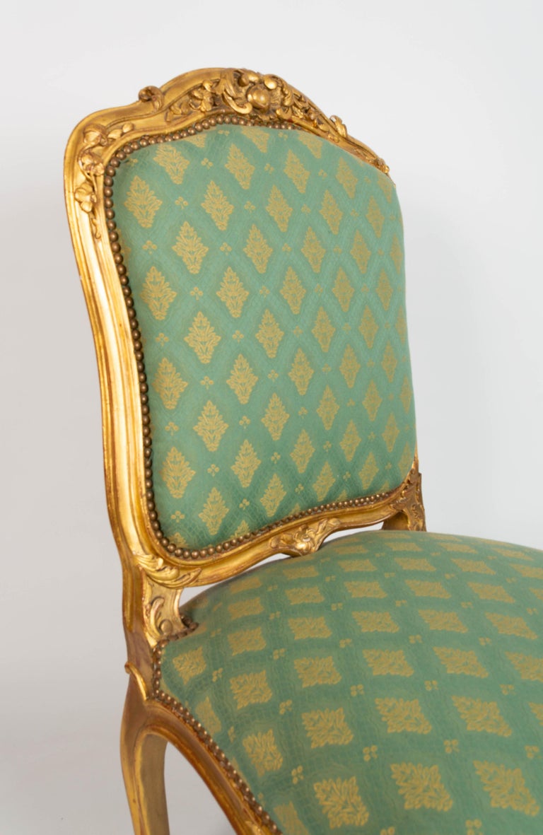 Pair Antique French 19th Century Louis XV Style Giltwood Salon Chairs C ...