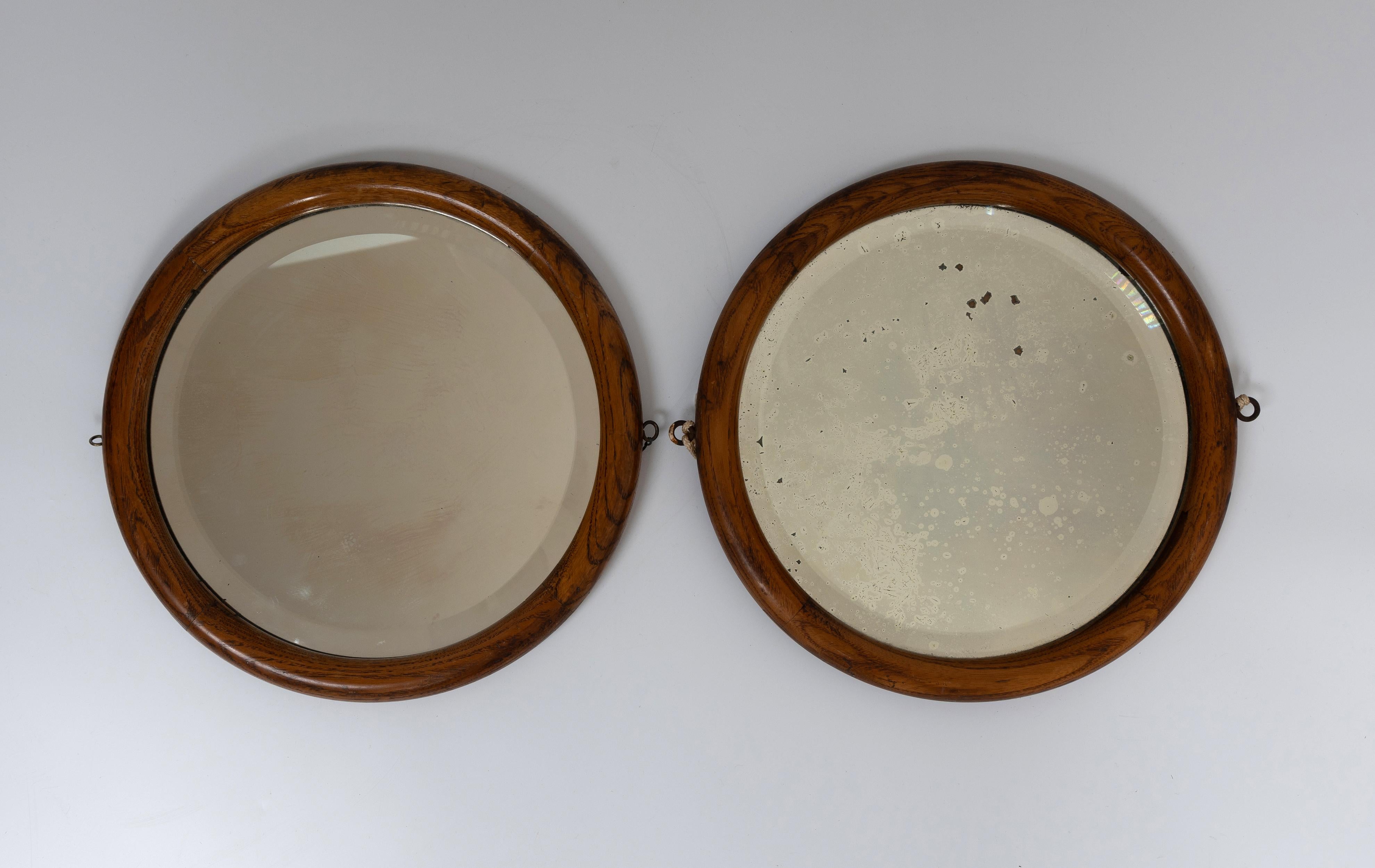 Pair Antique French 19th Century Round Porthole Mirrors For Sale 6