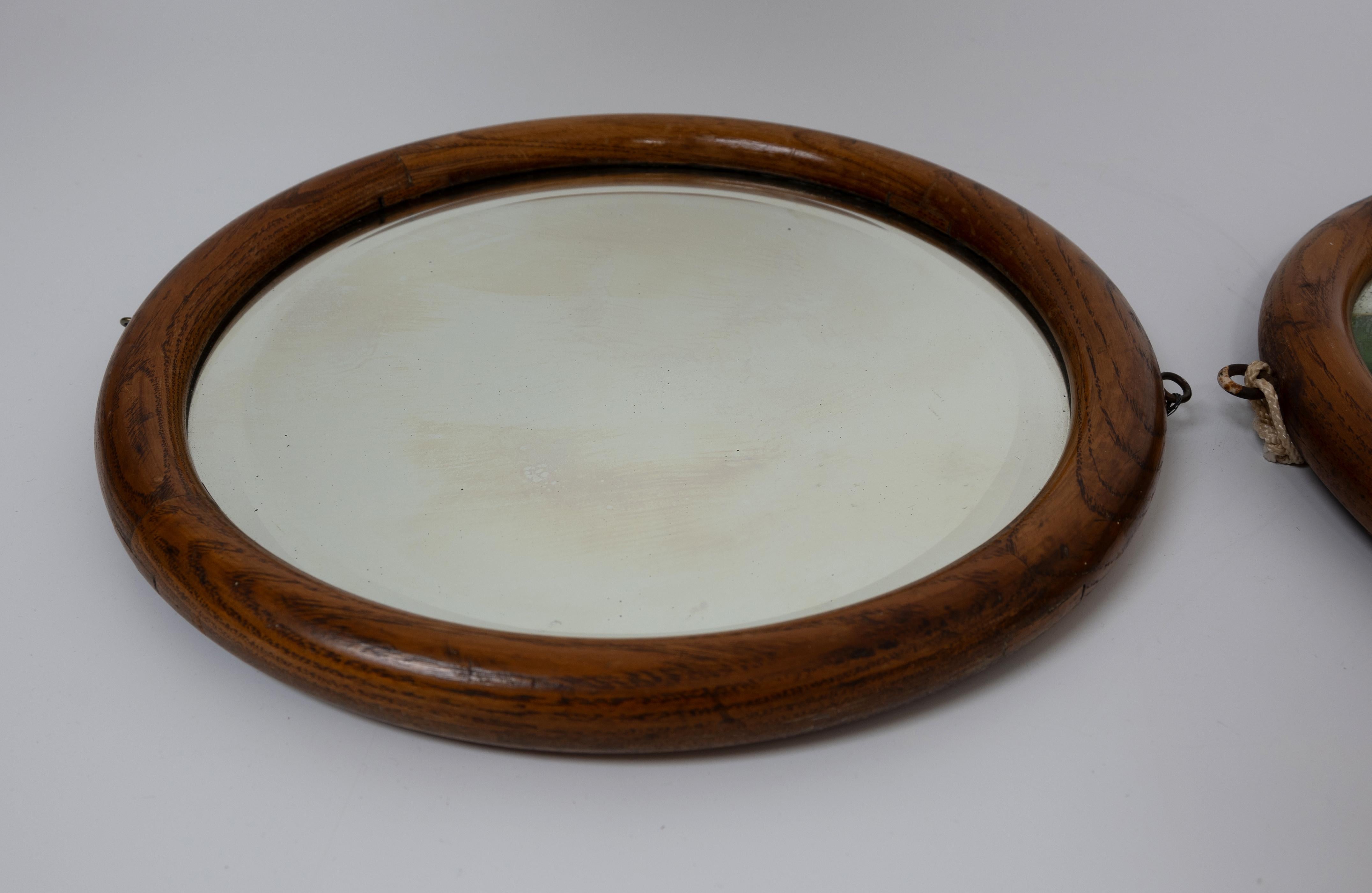Pair Antique French 19th Century Round Porthole Mirrors In Good Condition For Sale In London, GB