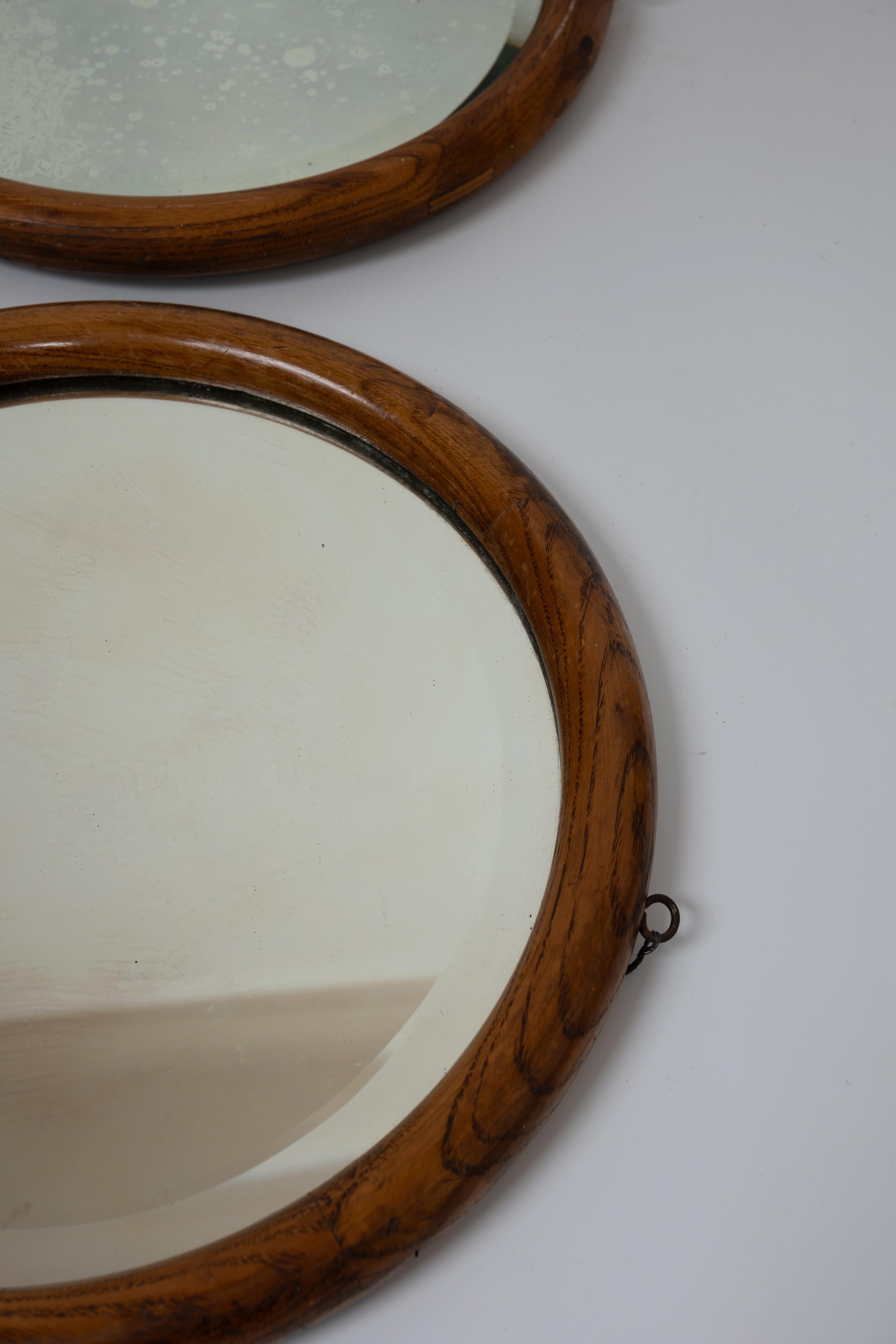 Pair Antique French 19th Century Round Porthole Mirrors For Sale 3