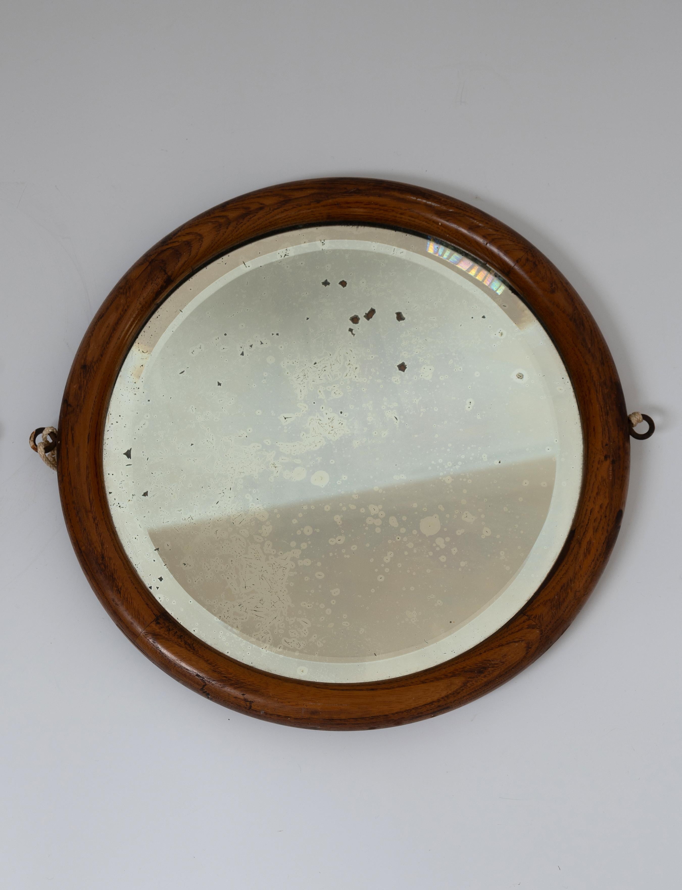 Pair Antique French 19th Century Round Porthole Mirrors For Sale 5