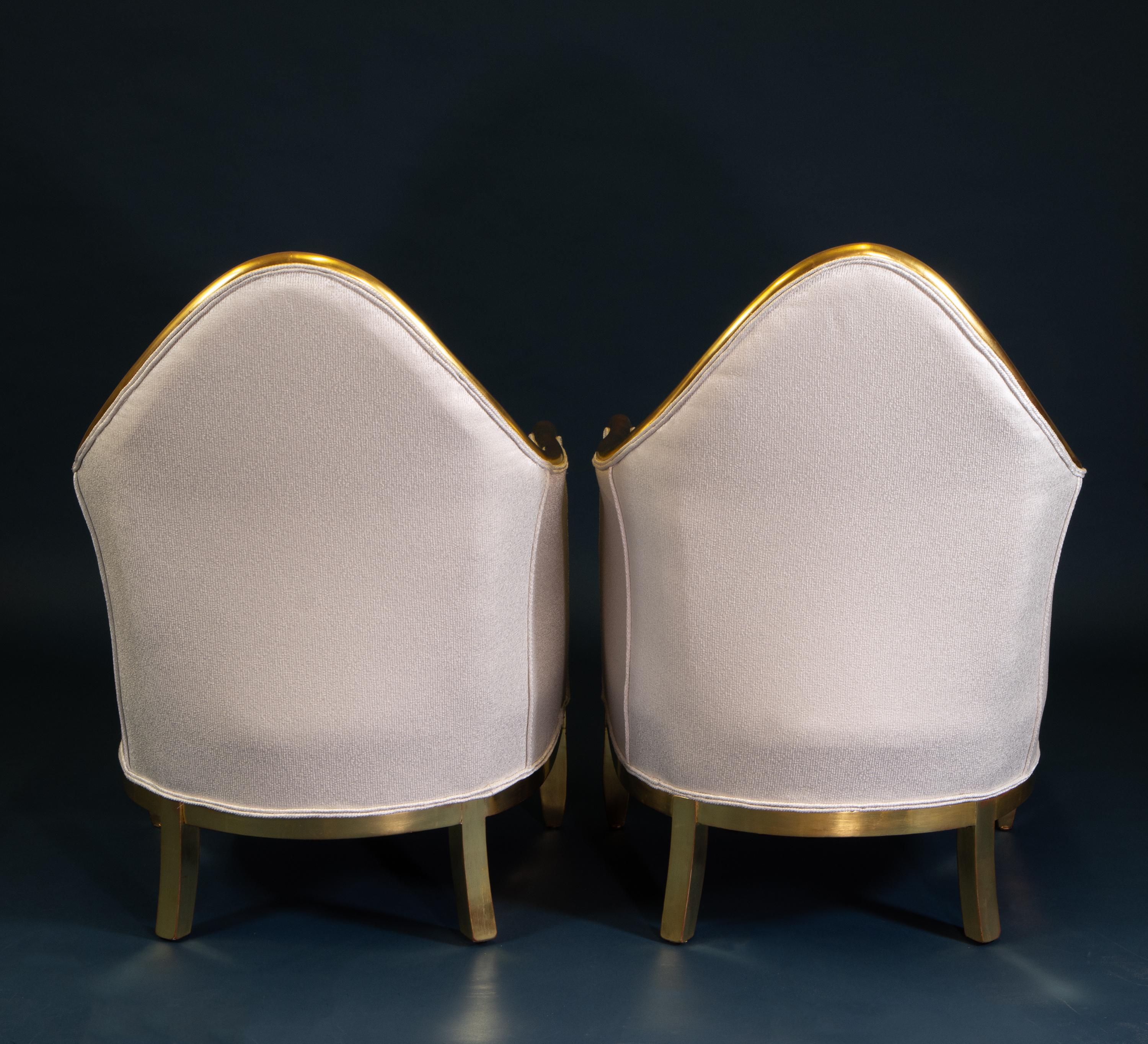 Pair Antique French 24k Gold Leaf Gilded Wood Bergère Armchairs For Sale 4