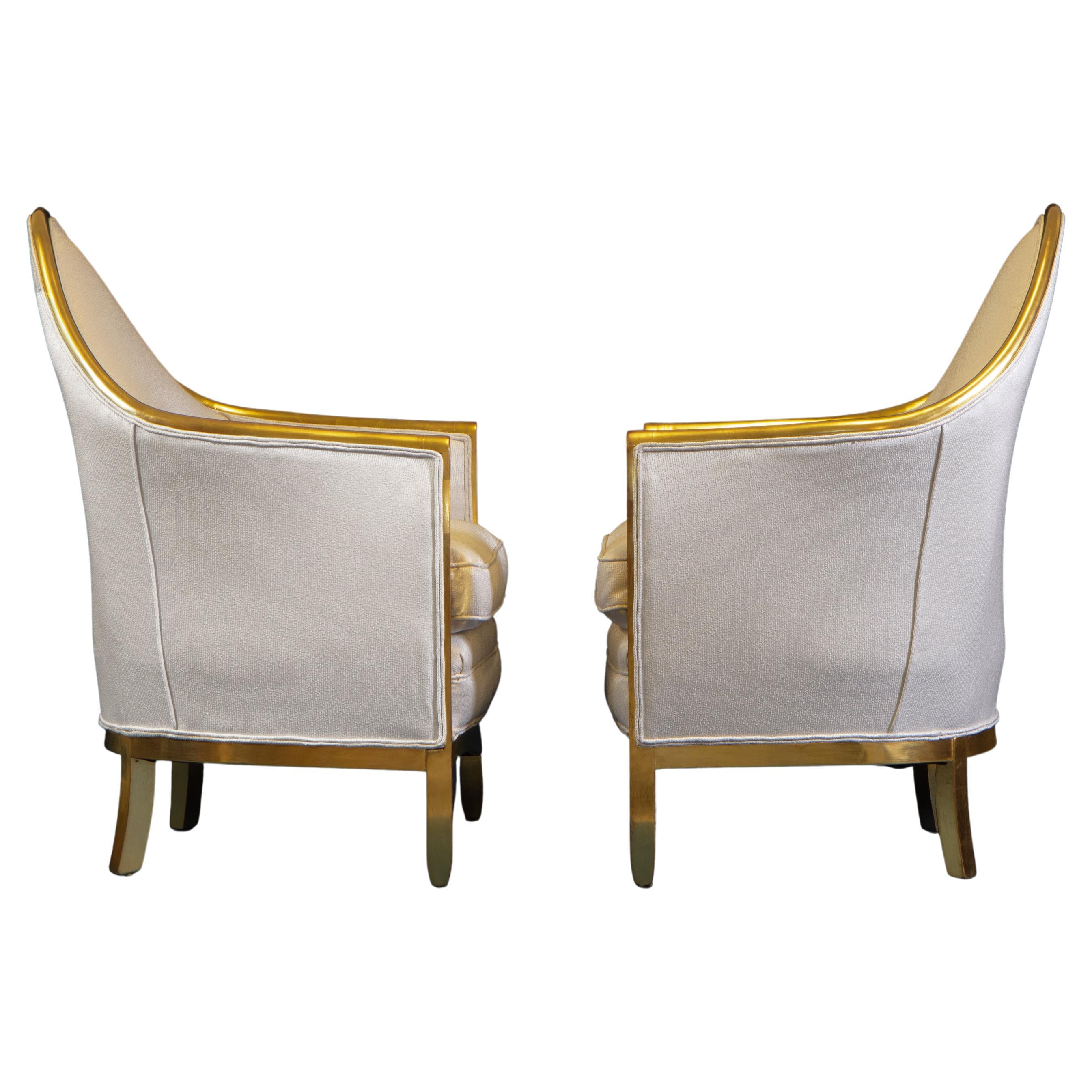 Pair Antique French 24k Gold Leaf Gilded Wood Bergère Armchairs For Sale 11