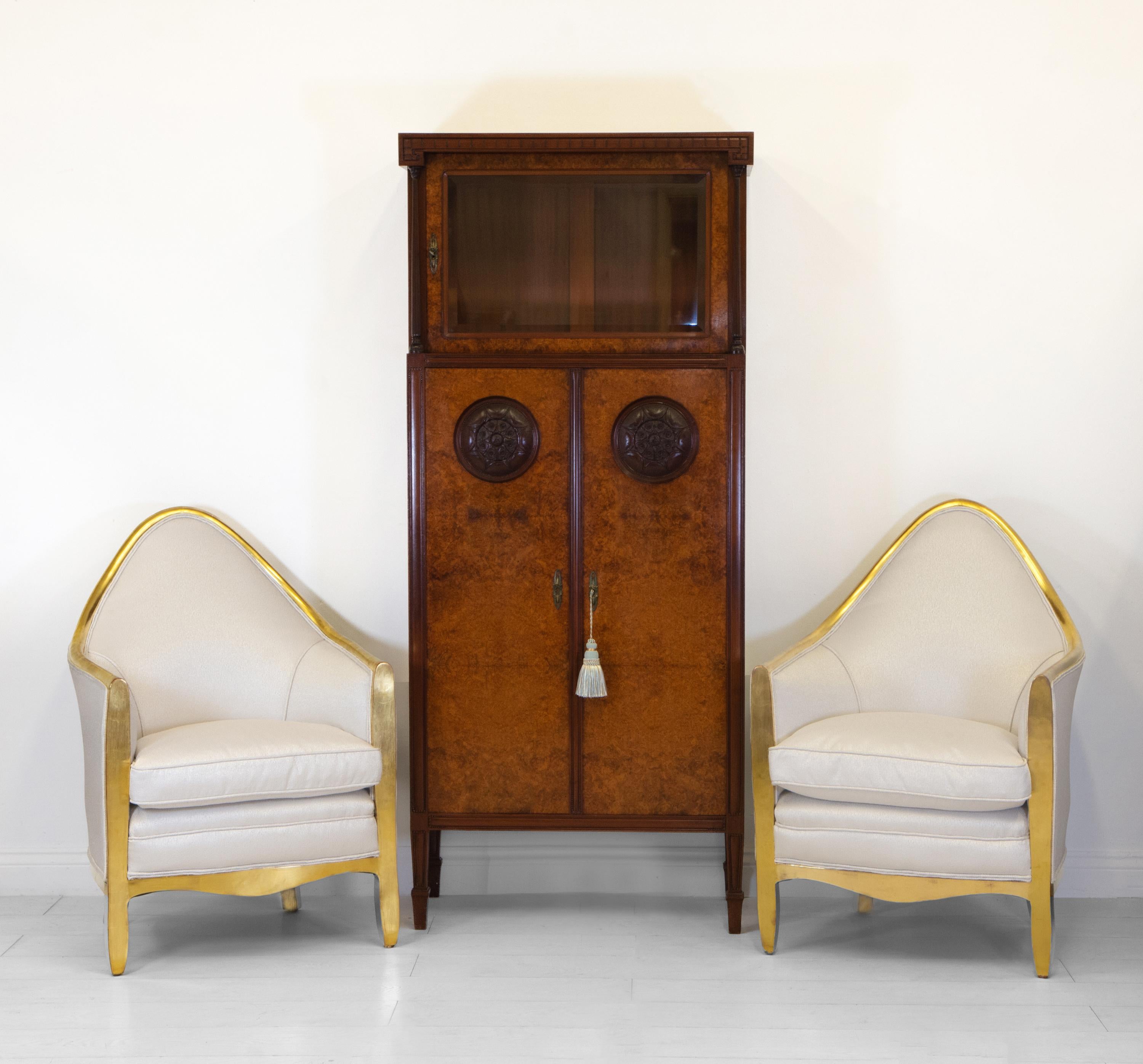 Pair Antique French 24k Gold Leaf Gilded Wood Bergère Armchairs For Sale 13