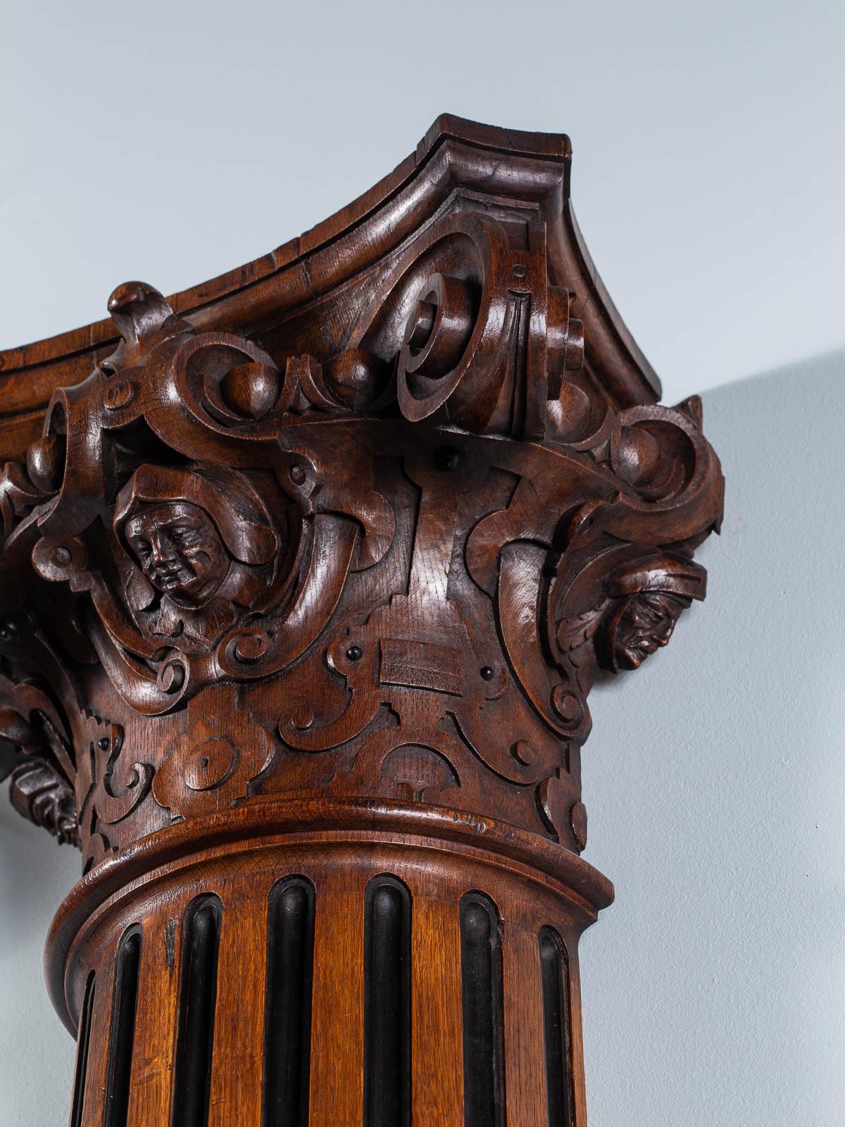Mid-19th Century Pair of Antique French Architectural Henri II Columns, circa 1860 For Sale