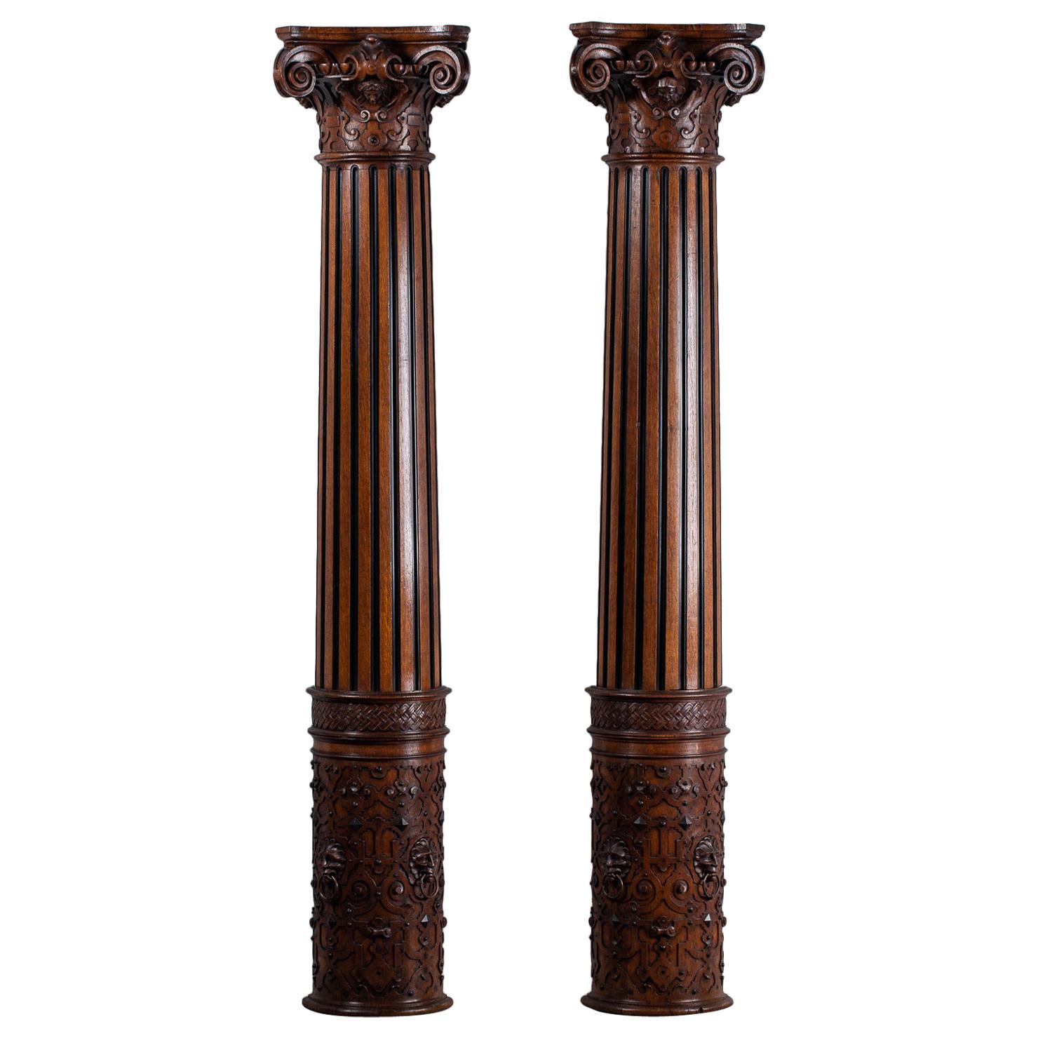 Pair of Antique French Architectural Henri II Columns, circa 1860 For Sale