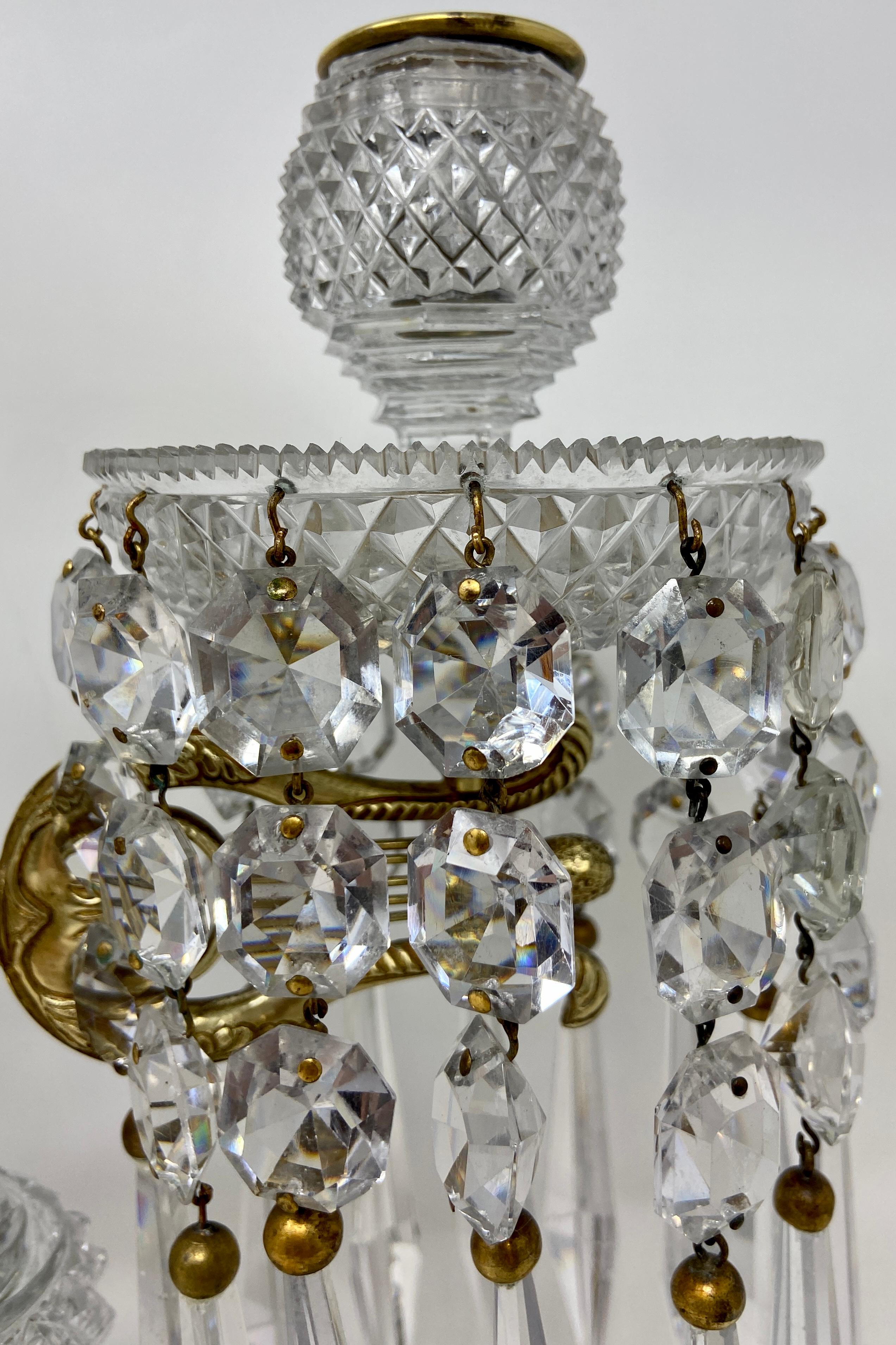 Pair Antique French Baccarat Crystal and Gold Bronze Candelabra, Circa 1860 2