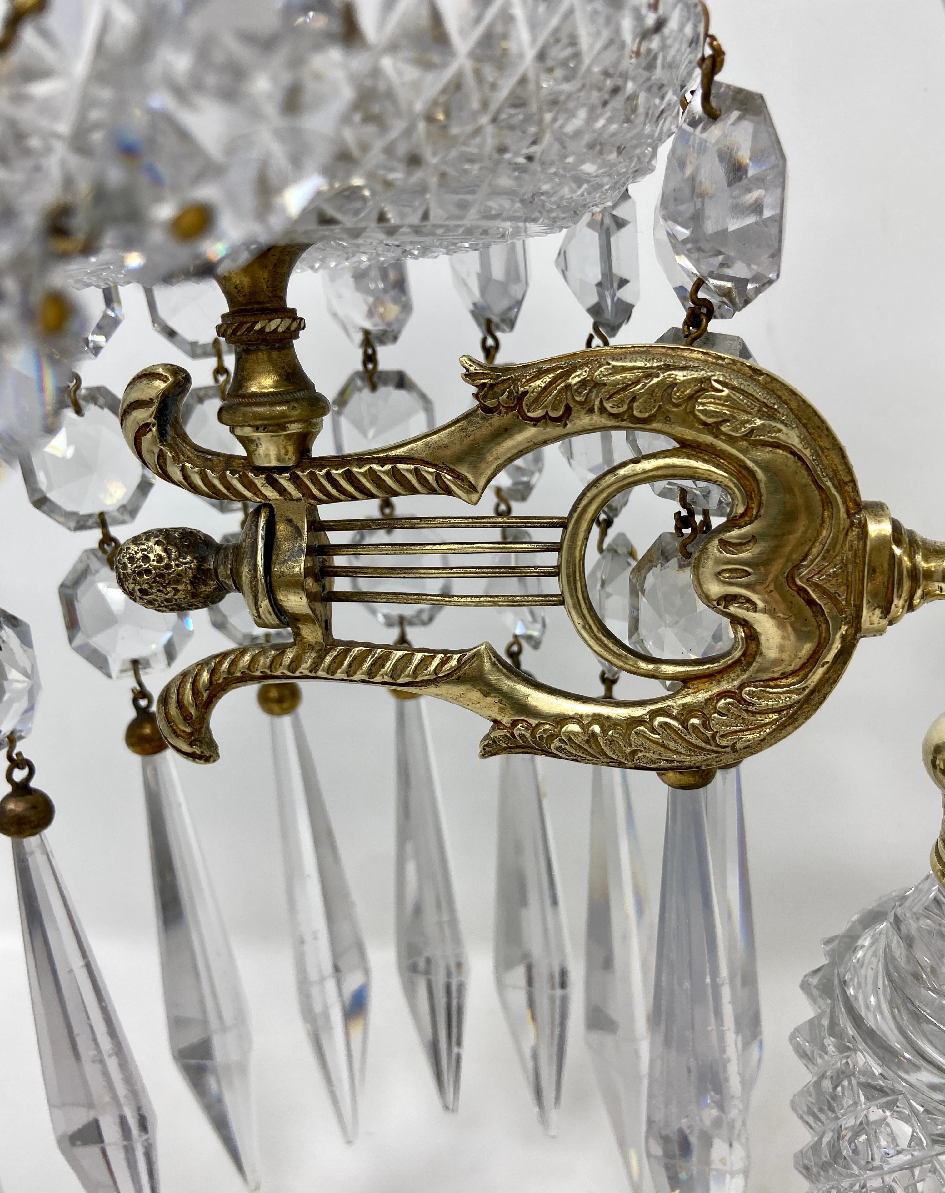 Pair Antique French Baccarat Crystal and Gold Bronze Candelabra, Circa 1860 3