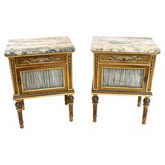 Pair Antique French Bedside Chests Nightstands Neo Classical 1890