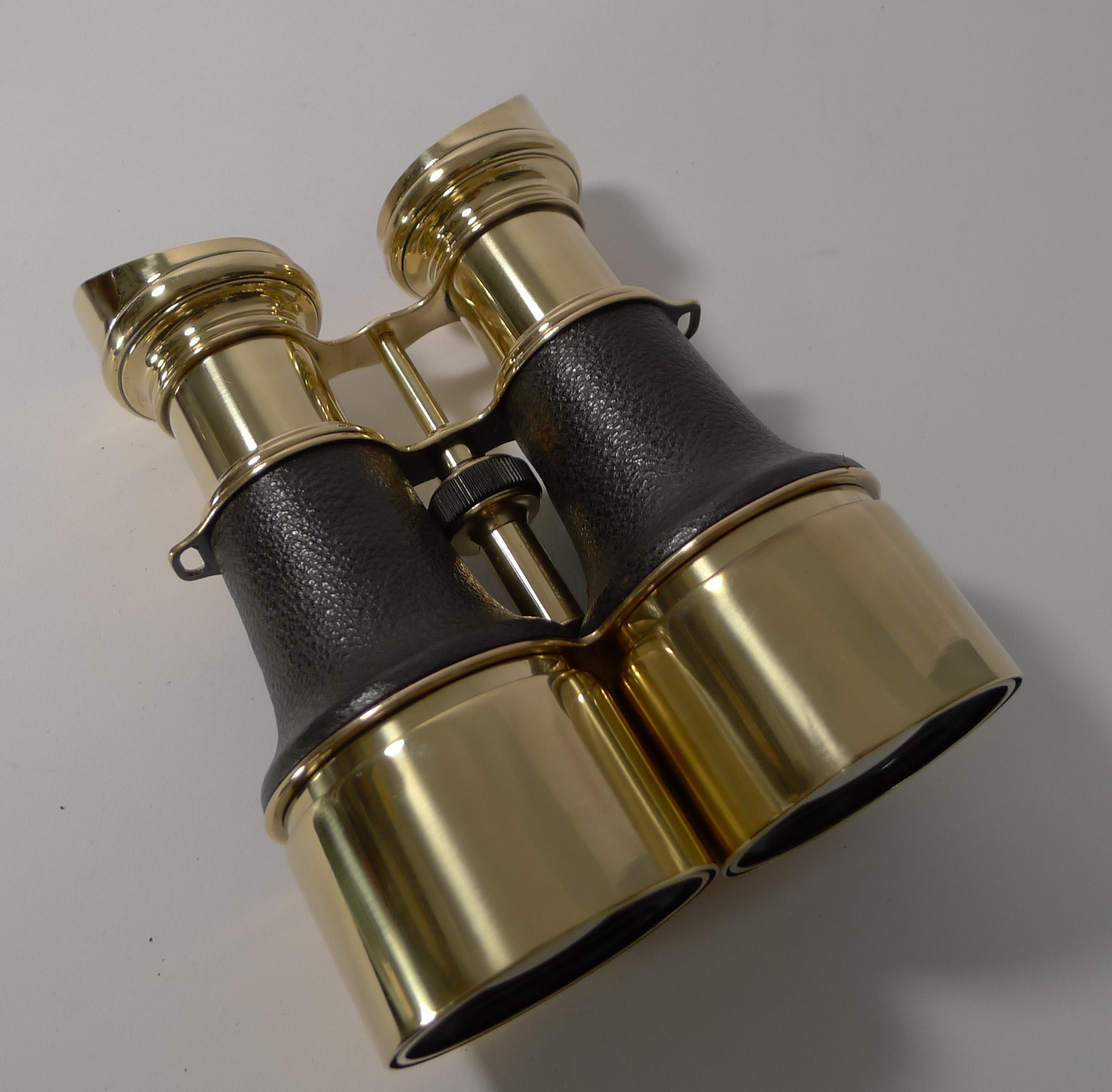 Brass Pair of Antique French Binoculars, 