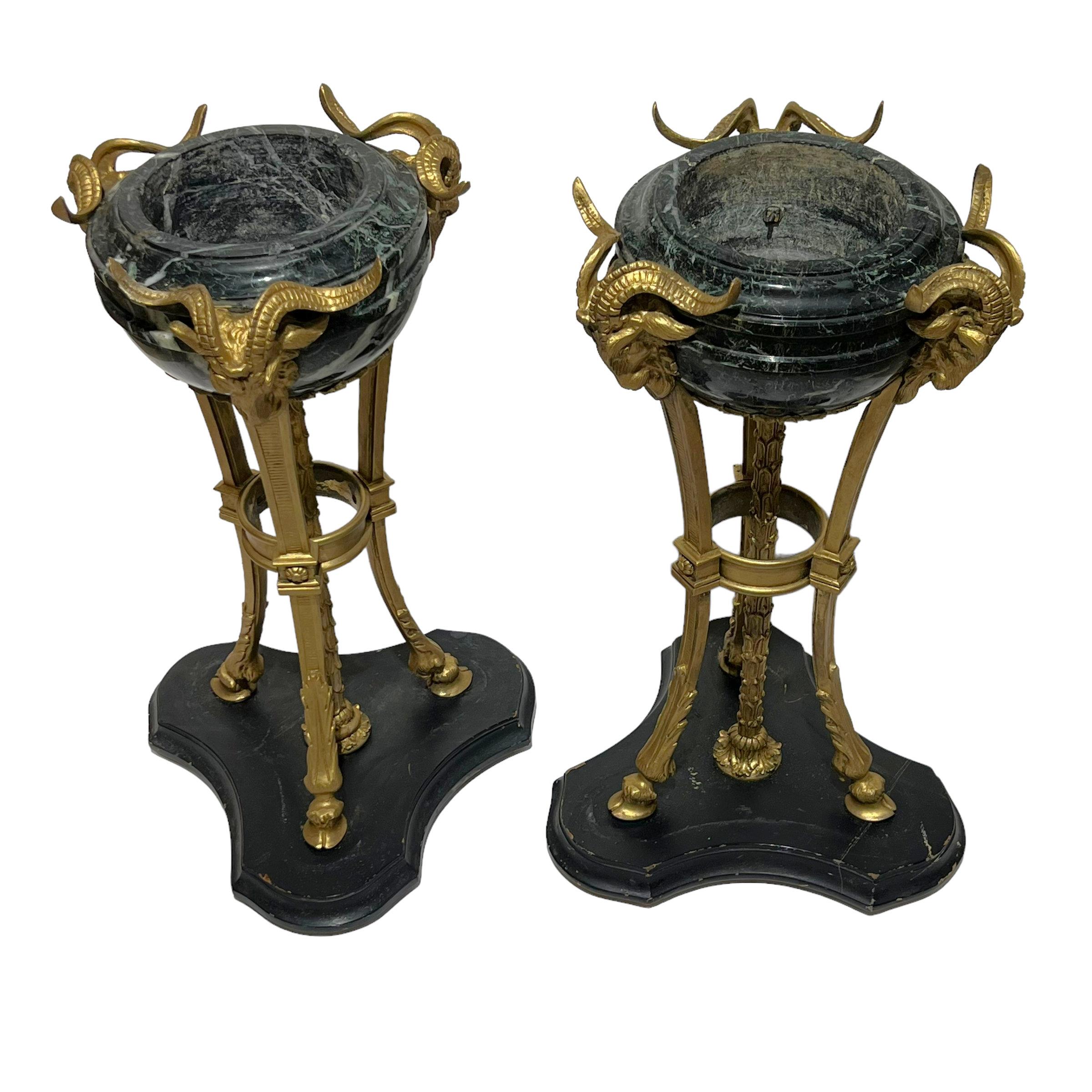 Pair Antique French Bronze and Marble Atheniennes in Louis XVI Style In Good Condition For Sale In New York, NY