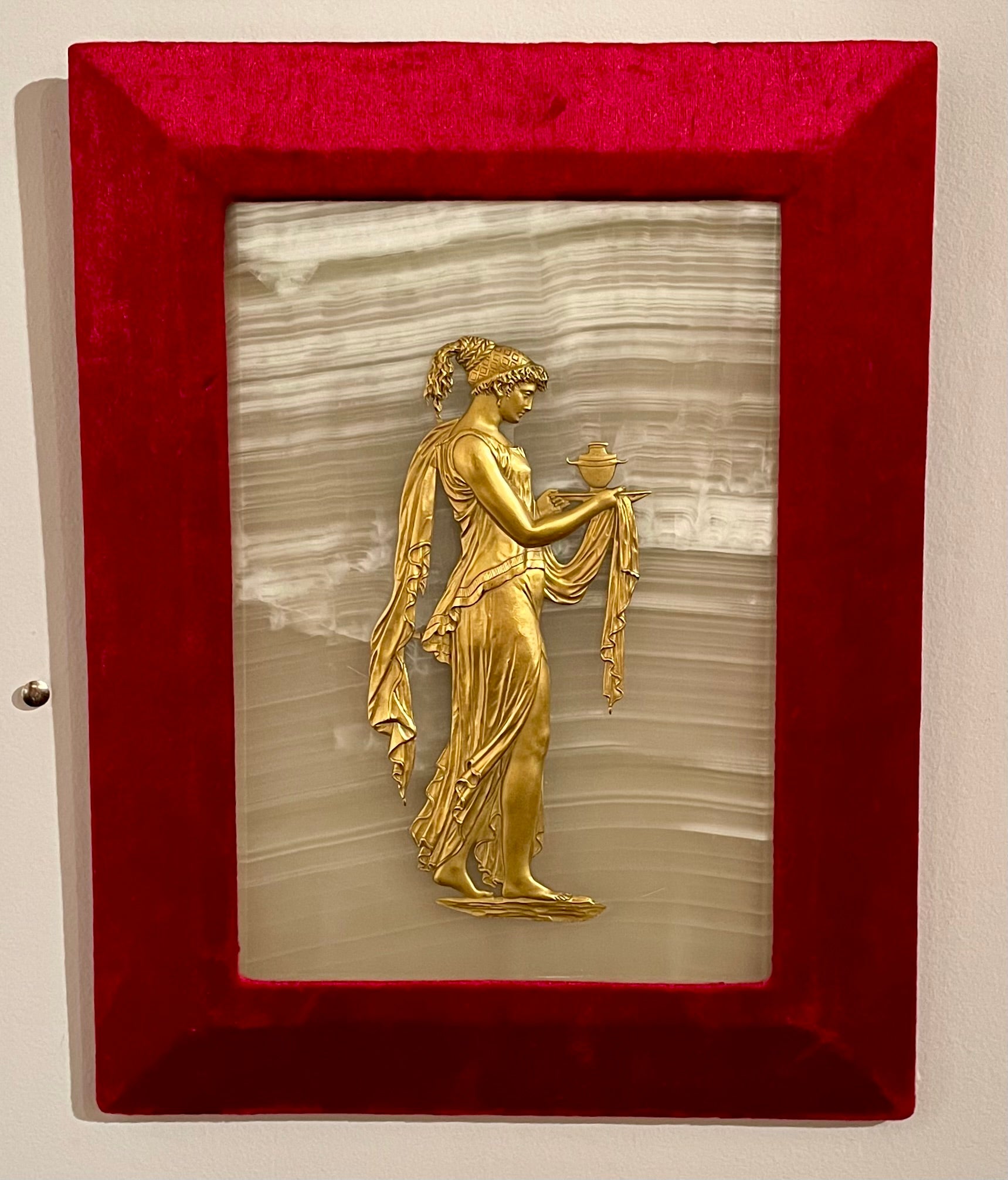 Français Paire de plaques en bronze ancien et en onyx, datant de 1890. en vente