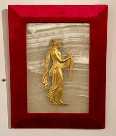 Pair Antique French Bronze D' Ore and Onyx Plaques, Circa 1890's.