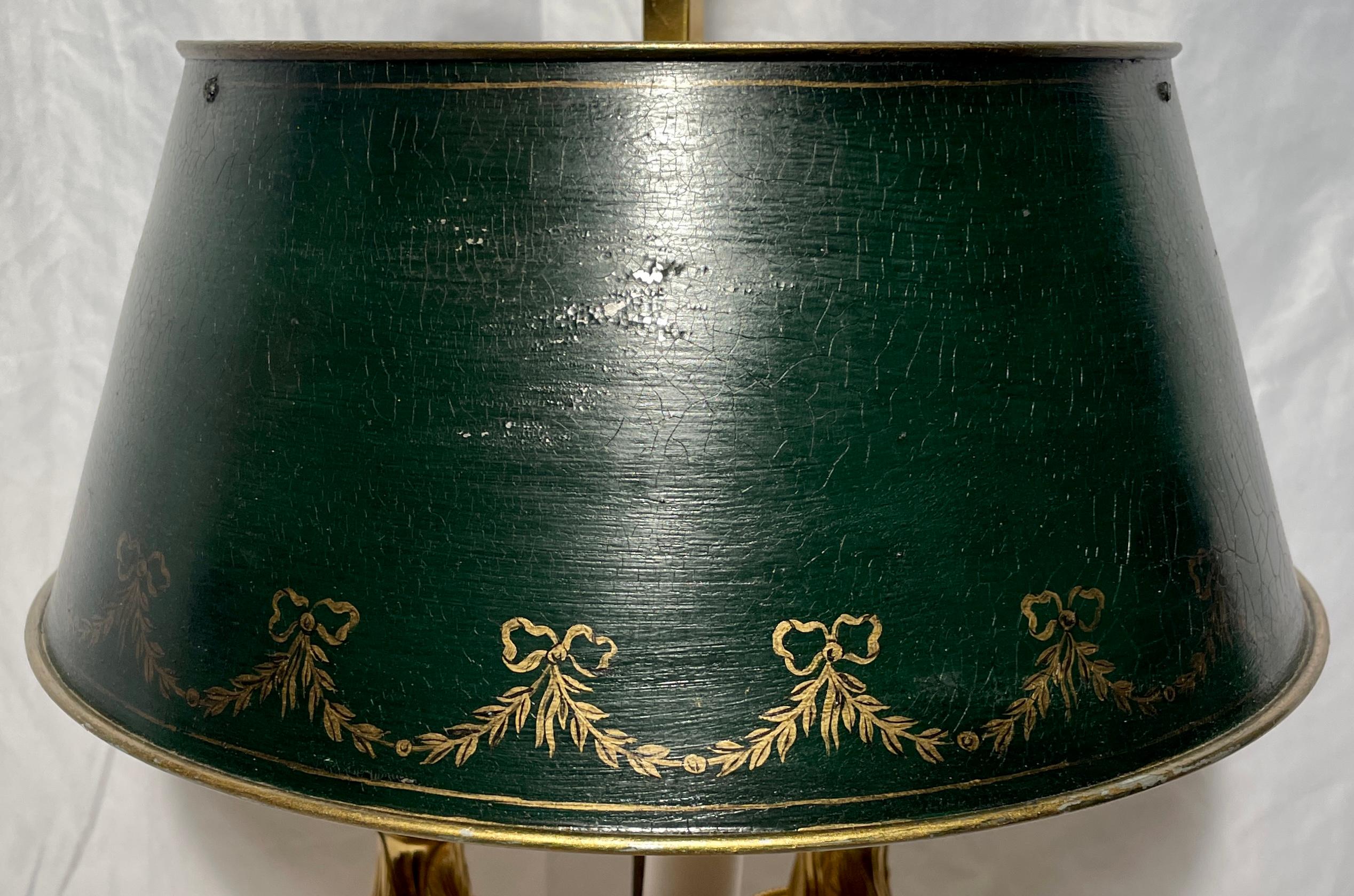 19th Century Pair Antique French Bronze D' Ore Bouillotte Lamps, circa 1890 For Sale
