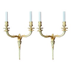 Par de Apliques Antiguos Franceses de Bronce D' Ore, Circa 1880s