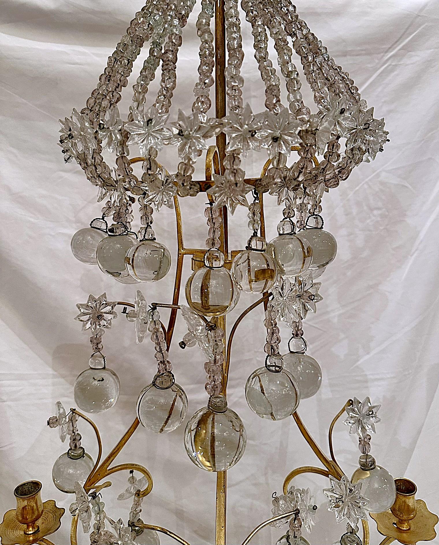 Pair Antique French Bronze D'Oré and Baccarat Crystal Girandoles, Circa 1890. For Sale 3