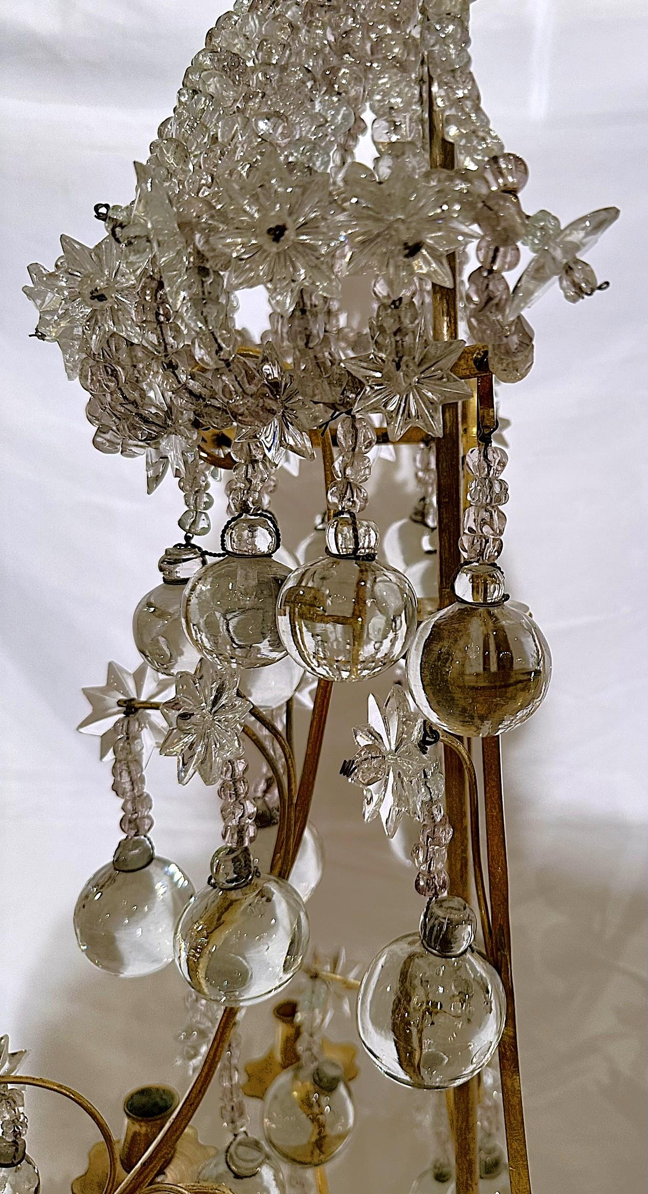 Pair Antique French Bronze D'Oré and Baccarat Crystal Girandoles, Circa 1890. For Sale 5